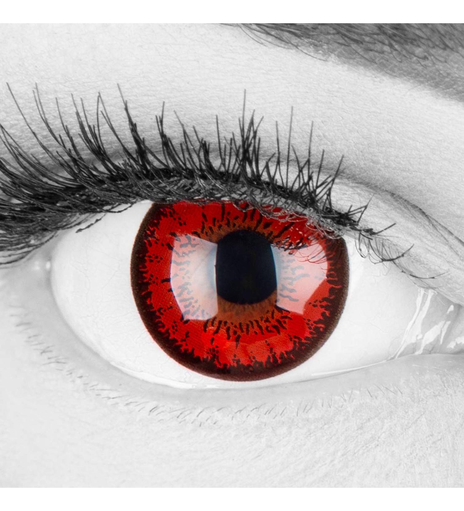 Colored Red Crazy Fun Contact Lenses 'Red Flower' - 1.50 Dioptria for Carnival & Halloween 2024 | Free Lens Container | Top Quality 14.00mm - Buy Online on GoSupps.com