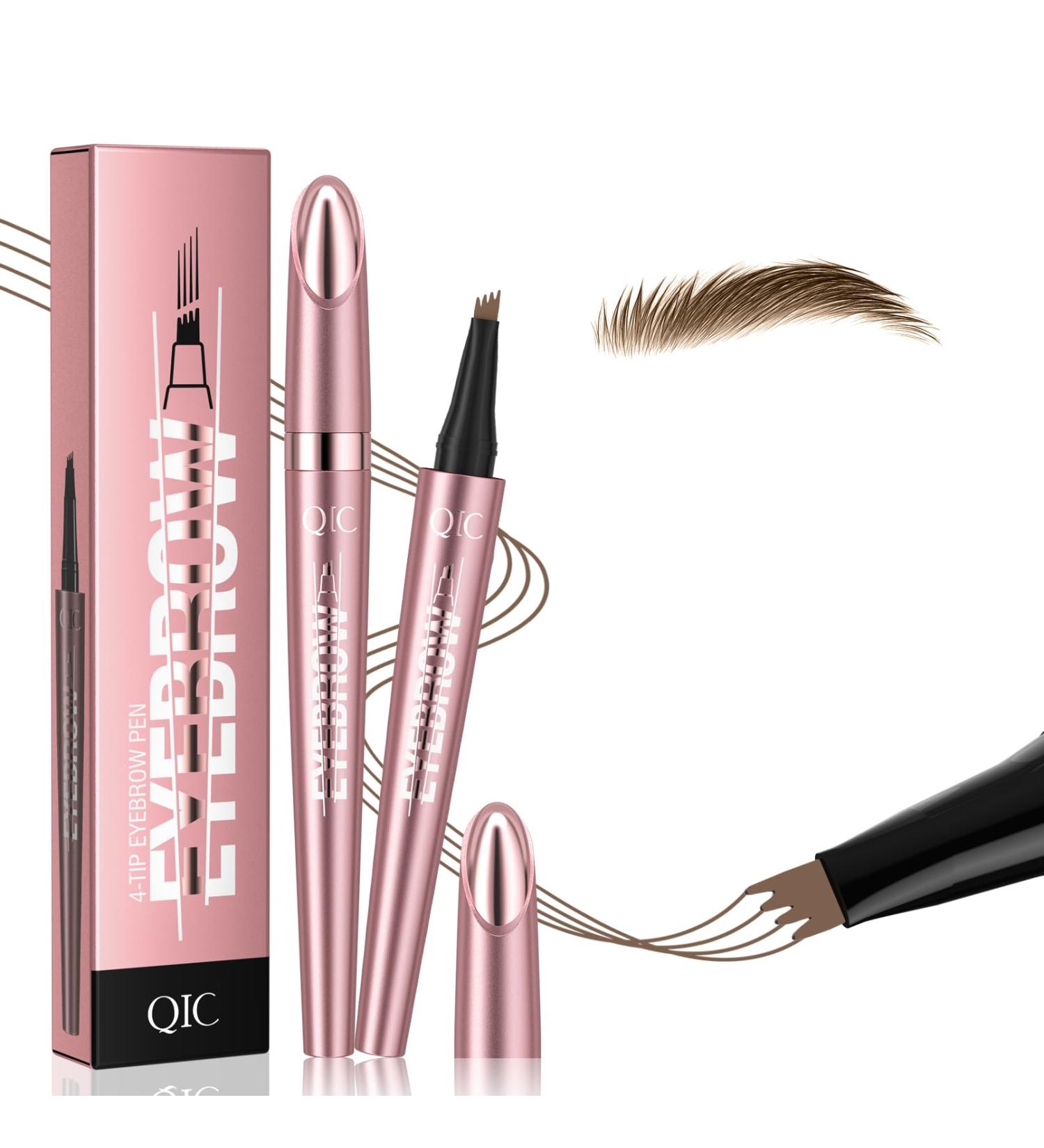 3D Waterproof Microblading Eyebrow Pen - Long-Lasting Smudge-Proof Eyebrow Pencil with 4 Fork Tip for Women (Light Brown) - Shop Internationally - Buy Online on GoSupps.com