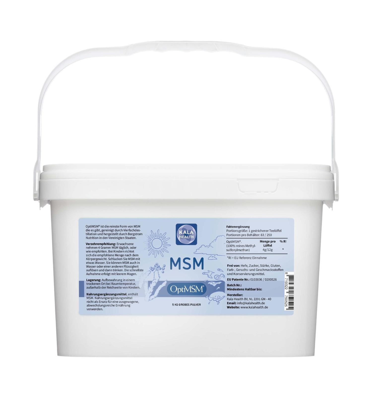 KALA HEALTH OPTIMSM MSM Powder 5kg - Organic Methylsulfonylmethane Supplement for Joints Skin Hair & Nails - Additive-Free Lab-Tested - Buy Online on GoSupps.com