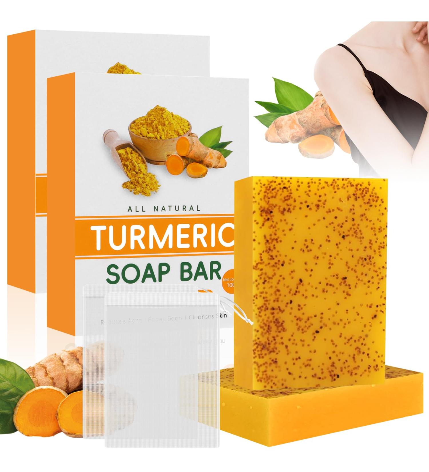 Turmeric Exfoliating Soap Kojic Acid Soap Natural Lightening Soap Deep Cleansing Smooth Skin Natural S - Buy Online on GoSupps.com