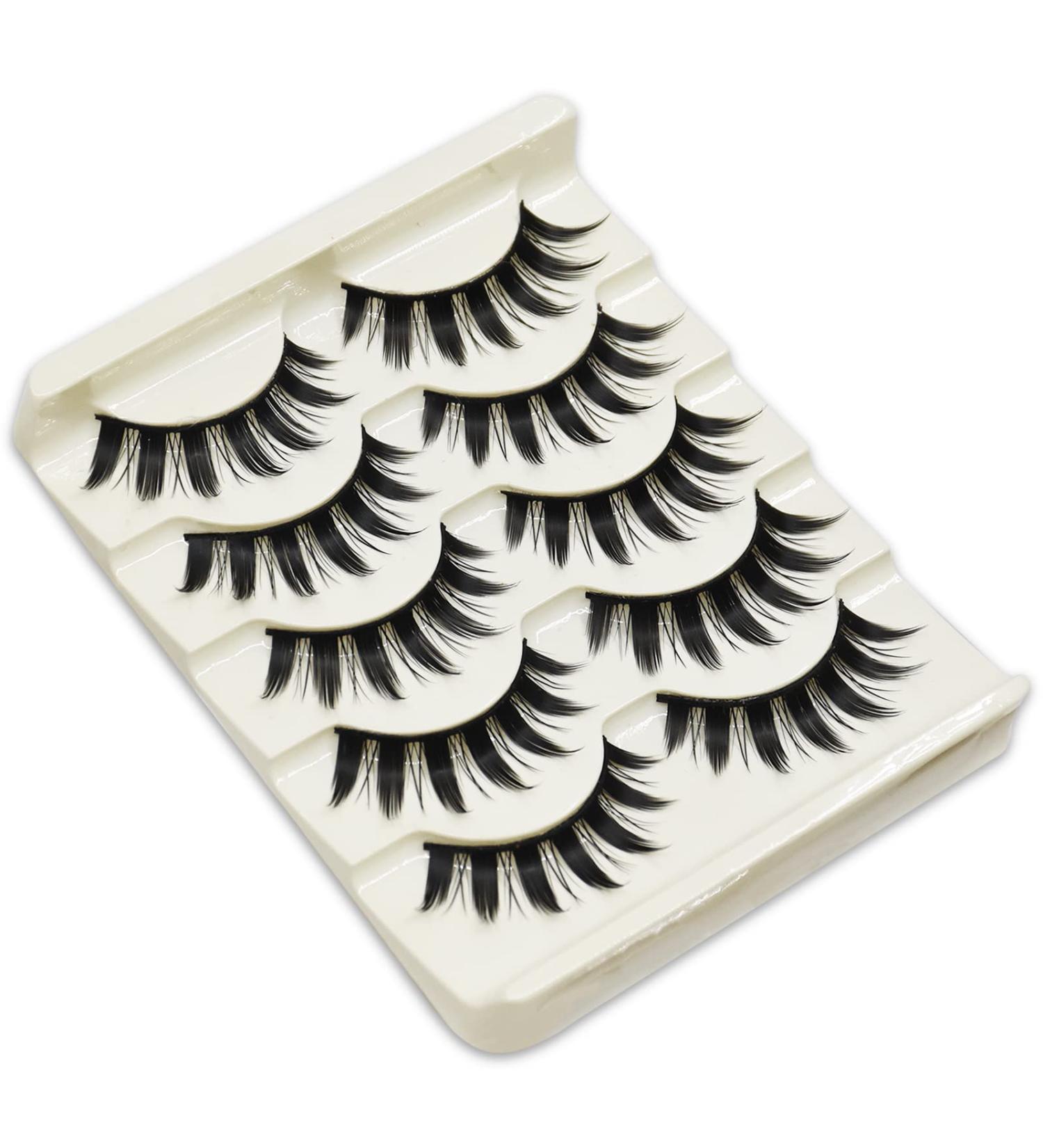 KISSNOWY 5 Pairs Cosplay False Eyelashes Japanese Style Makeup | Thick Eyelash Extension for Masquerade Party - Black - Buy Online on GoSupps.com