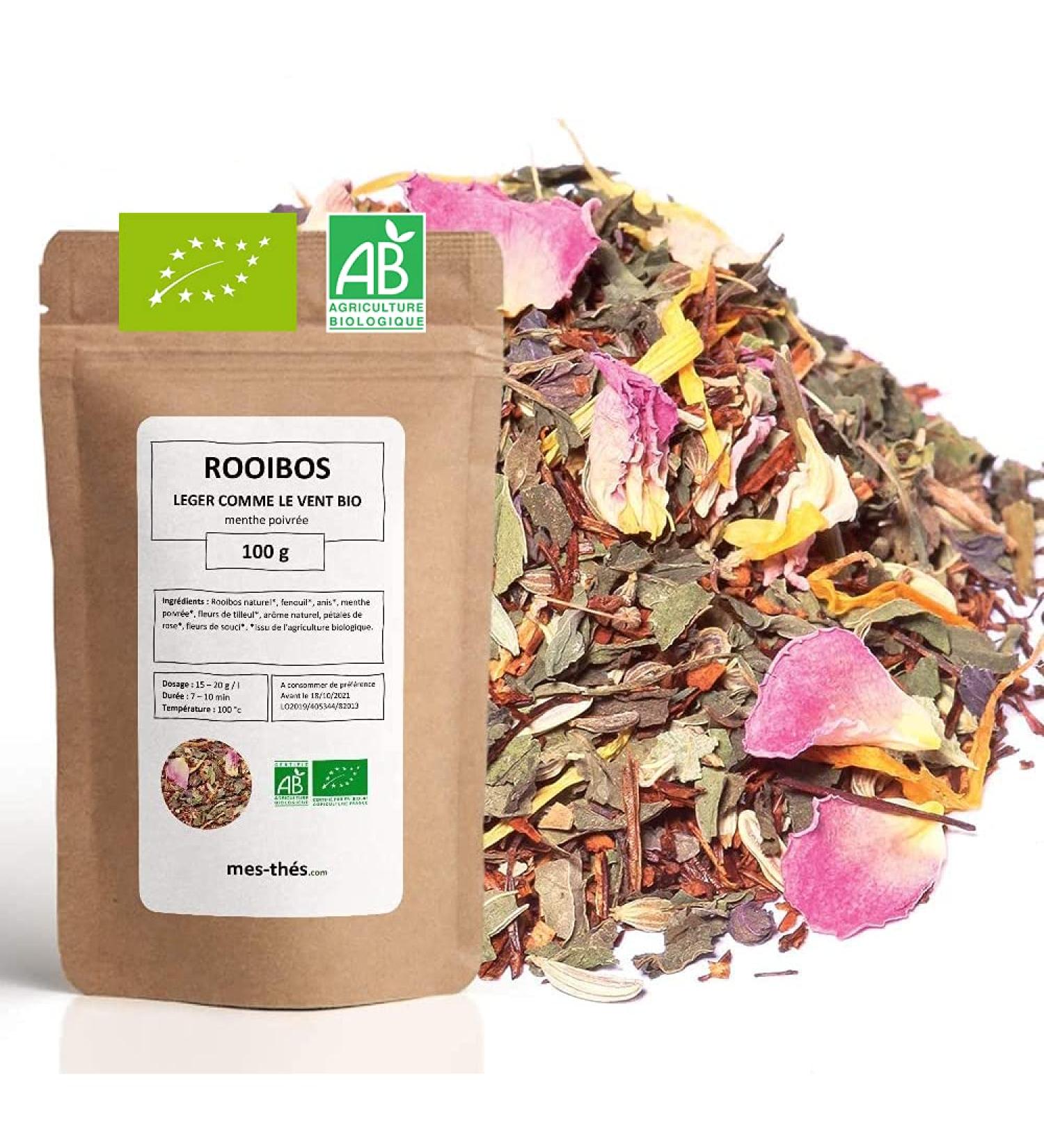 Organic Rooibos Peppermint Light as the Wind Rooibos Bulk 100g Bag with Zip 40 Cups 100% Organic Farming Qualit - Buy Online on GoSupps.com