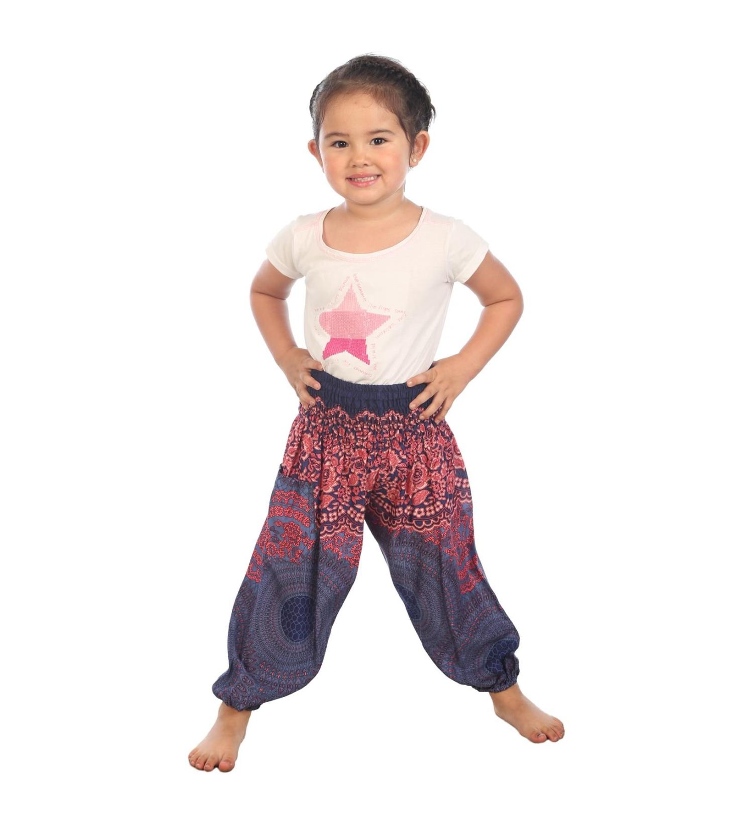 Lofbaz Children Hippy Thai Harem Aladdin Pirate Pants 8-9 Years Rose Flower Dark Blue - Buy Online on GoSupps.com