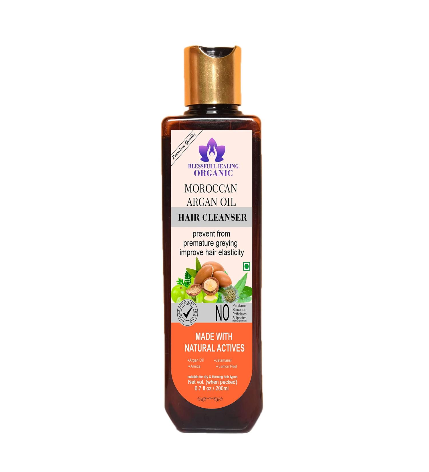 Blessfull Healing Organic Moroccan Argan Oil Hair Cleanser | Shampoo 200 ML (Packing May Vary) - Buy Online on GoSupps.com