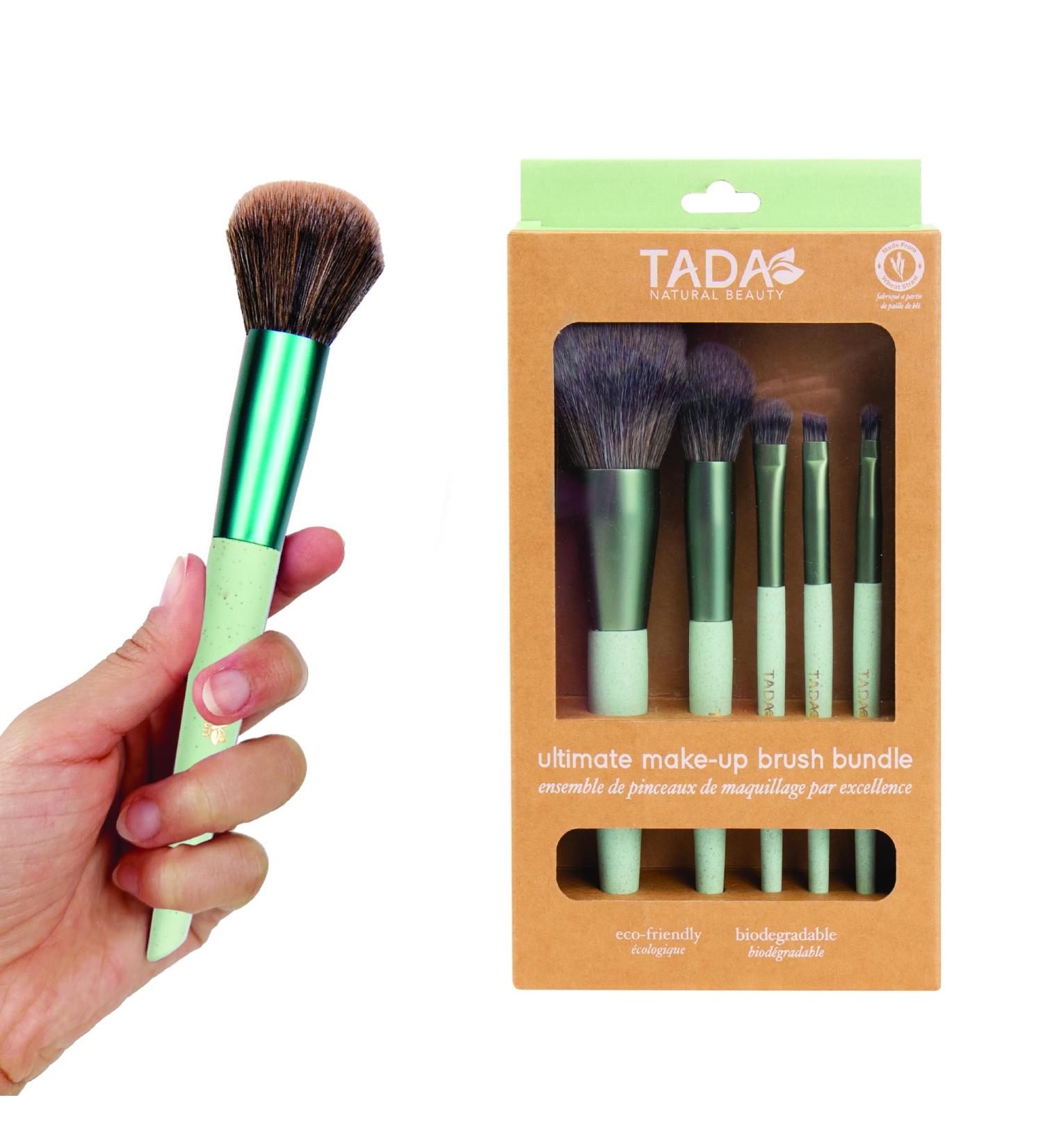 TADA Natural Beauty Makeup Brush Set - 5PCS Green Brushes for Setting Loose Powder Highlighter Blush Eyeshadow & Eyeliner | International Shipping - Buy Online on GoSupps.com
