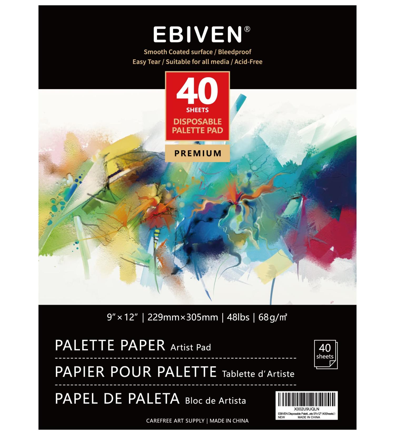 EBIVEN Disposable Palette Pad 9'' x 12'' - Pack of 40 Sheets | Coated Paper for Oil Paints Mixing - Buy Online on GoSupps.com