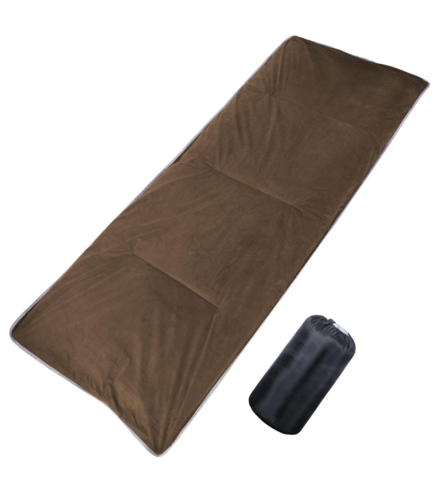 CAMPMOON XL Camping Cot Pads Mattress for Adults - Thicker Cotton Sleeping Pad, Waterproof Bottom - 75x28 inches, Navy Blue/Gray Brown - Buy Online on GoSupps.com