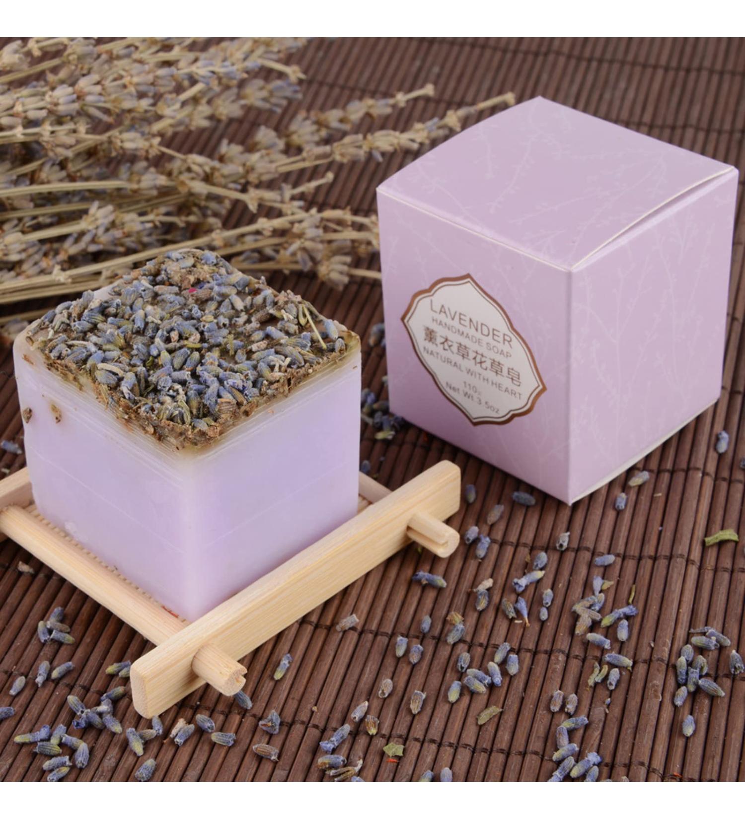 Lavender Flower Scented Botanical Soap Bar - Handmade 100G Essential Oils Bath Soap for Men & Women - Moisturizing Artisanal Soap with Natural Ingredients - Blistering Net Included - Buy Online on GoSupps.com
