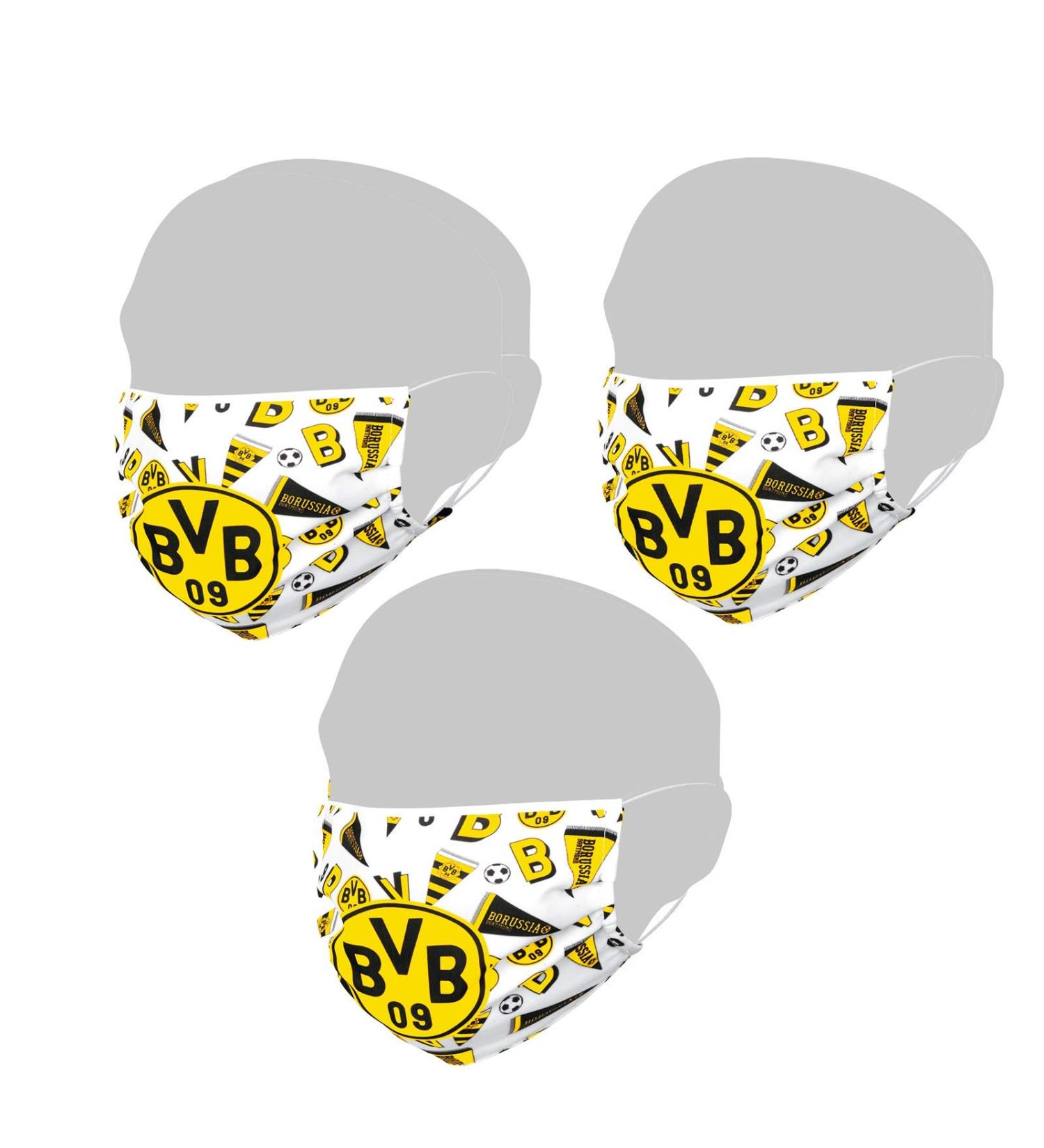 Buy Borussia Dortmund BVB White Masks (Pack of 3) - Official Fan Merchandise | International Shipping - Buy Online on GoSupps.com