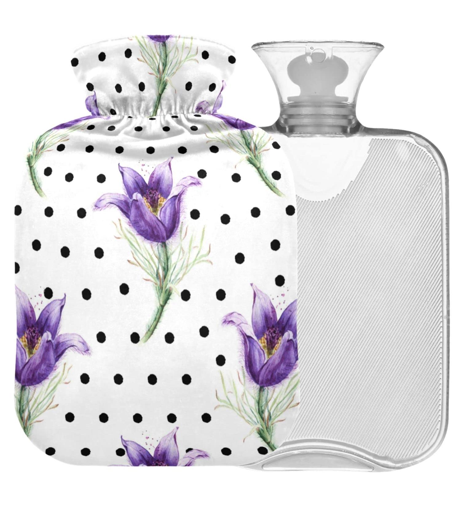 NAANLE Hot Water Bottle with Cover - Watercolor Flowers 2L | Pain Relief & Warmth for Back Hands & Neck - Hot & Cold Therapy - Buy Online on GoSupps.com