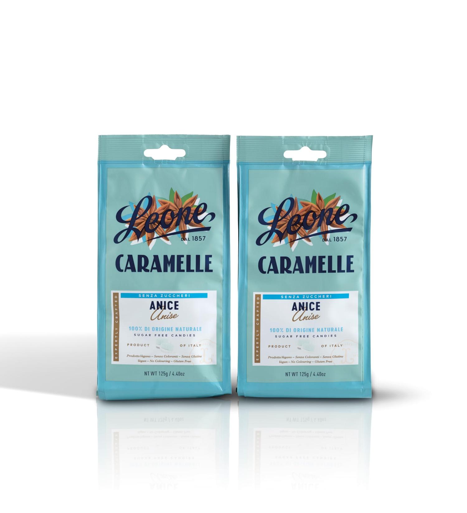 Buy Leone Sugar-Free Aniseed Sweets - Gluten-Free & Vegan - 2 Bags of 125g Hard Candy - International Shipping - Buy Online on GoSupps.com