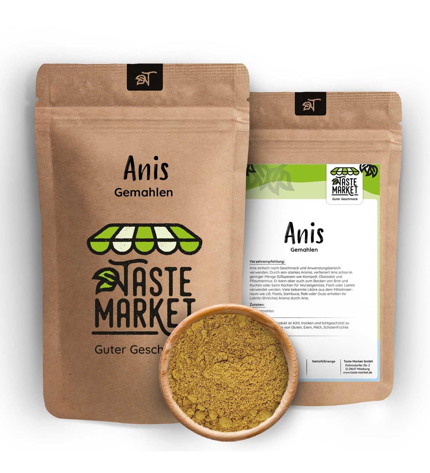  TASTE Guter Geschmack 1 kg ground anise | bread spices | ground anise seeds | spices | anise powder | spices | anise spices | sausage spices - Buy Online on GoSupps.com
