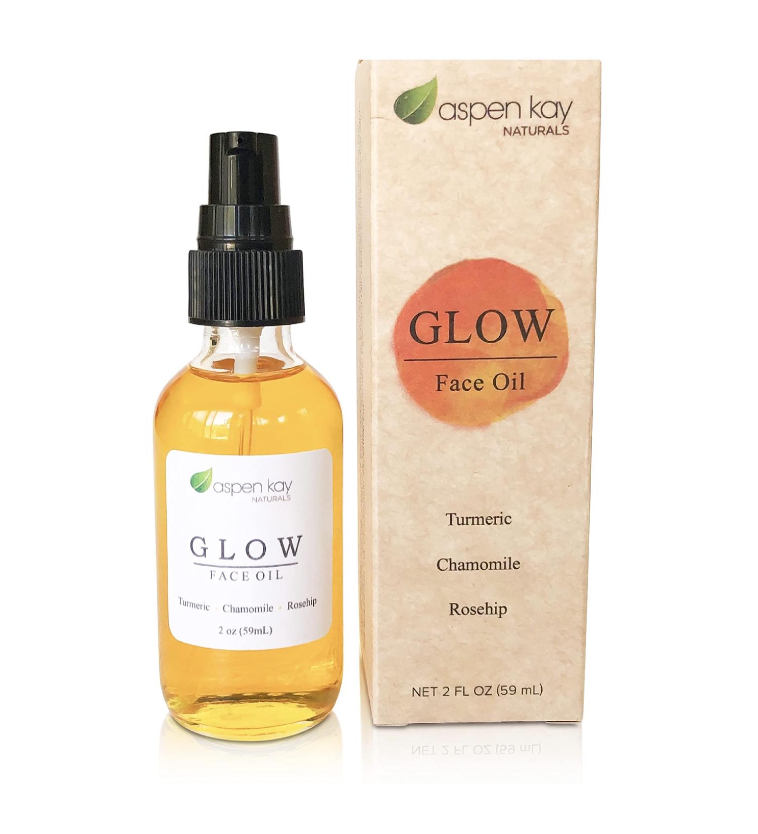Glow Turmeric & Rosehip Face Oil - Natural Organic Moisturizer with Turmeric & Chamomile - 2 oz - Buy Online on GoSupps.com