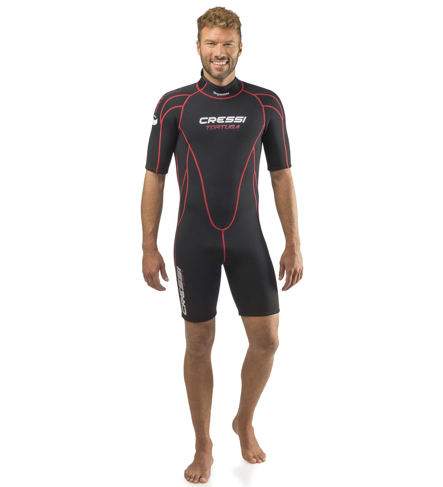 Cressi Men's Shorty Wetsuit 2.5mm Premium Neoprene XX-Large - Black/Red - Buy Online on GoSupps.com