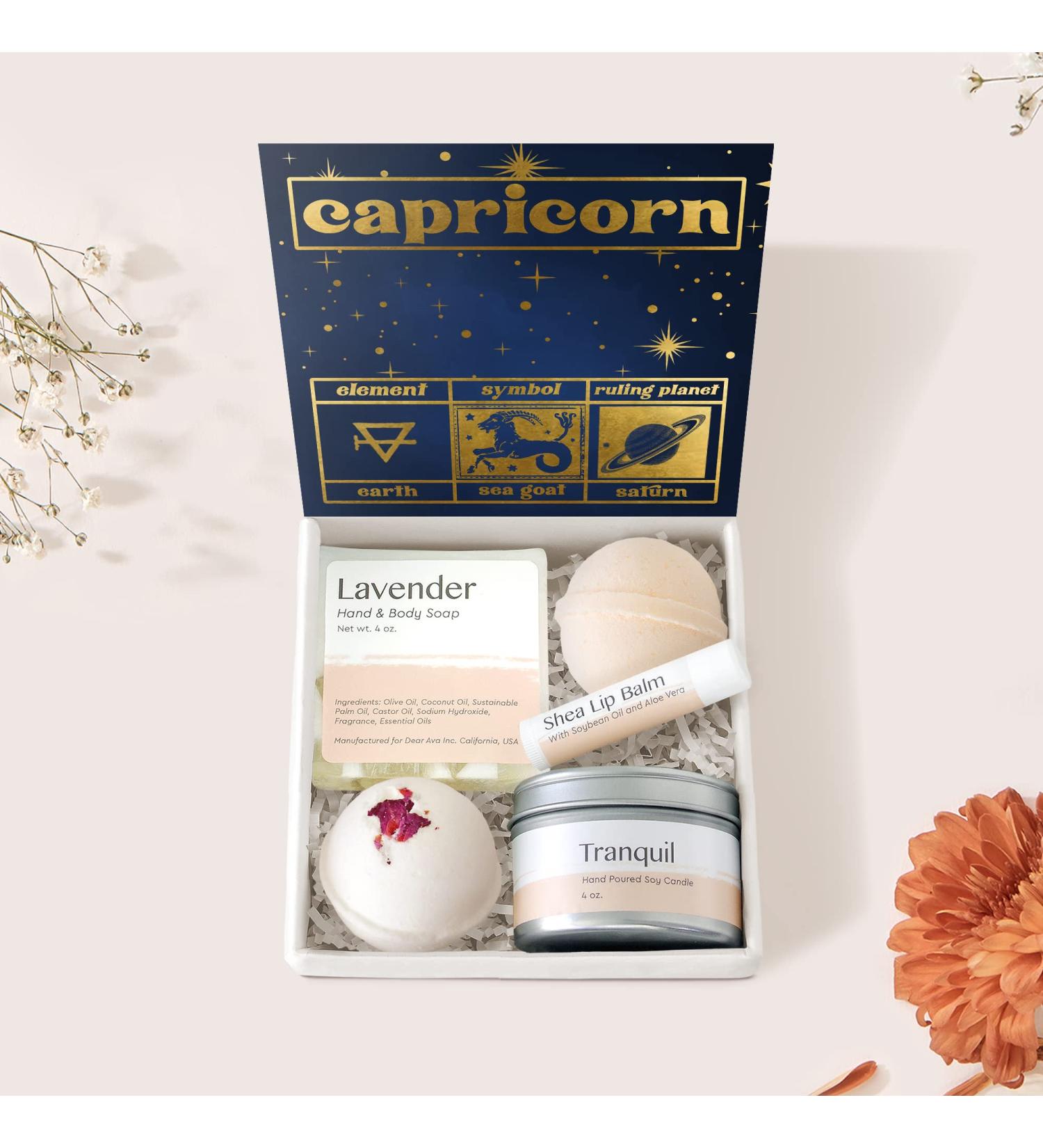 Dear Ava Spa Gifts for Women - Luxury Organic Self-Care Anti-Stress Bath & Body Kit | Perfect Capricorn Birthday Gift with Heartfelt Card - Buy Online on GoSupps.com