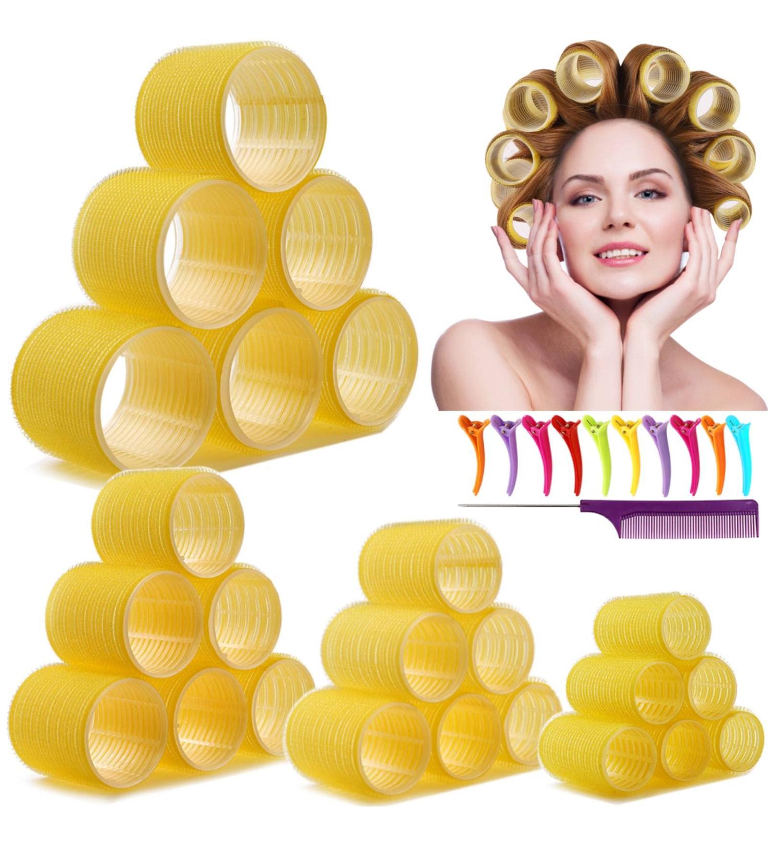 Jumbo Self-Grip Hair Curlers for Long Hair - 2.5 inch Rollers, 24 Pack Yellow - Buy Online on GoSupps.com