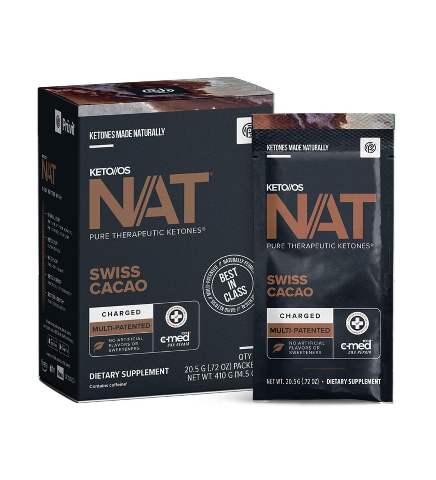 Keto//OS NAT Swiss Cacao Charged Exogenous Ketones BHB Salts - 20 Count - Workout Energy Boost & Fat Burner for Men and Women - Buy Online on GoSupps.com