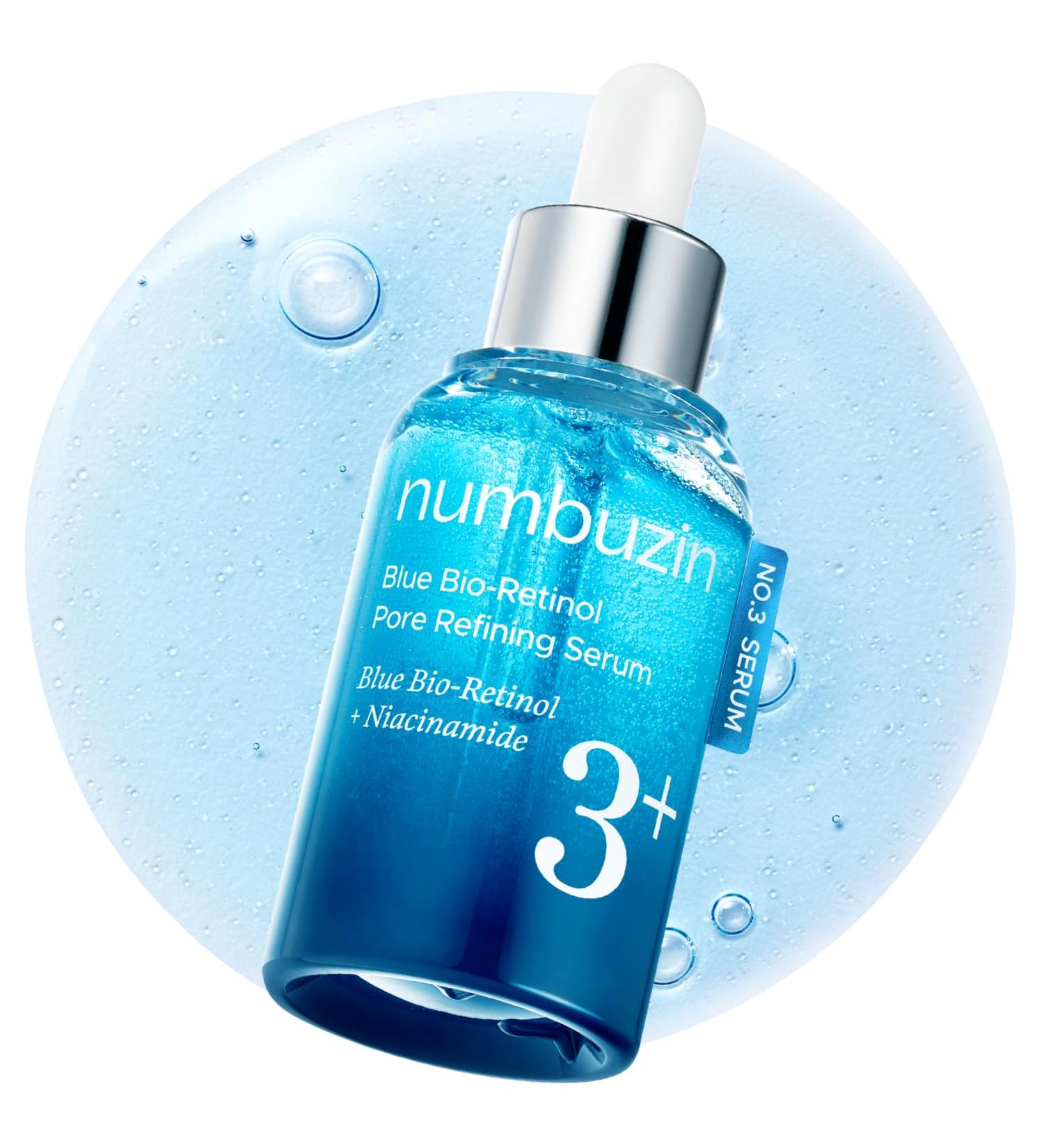 numbuzin No.3 retinol Serum | Blue Bio-Retinol Pore Refining Serum | Retinol Beginner Tightening Firming BHA Niacinamide Peptide | 1.01 fl.0z (30ml) - Buy Online on GoSupps.com