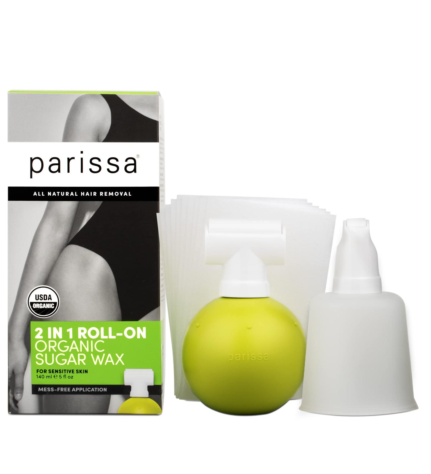 Parissa Organic Roll-On Sugar Wax Kit - 100% Natural, Gentle Formula for Sensitive Skin - At-Home Waxing - Washable - 1 Count Pack - Buy Online on GoSupps.com