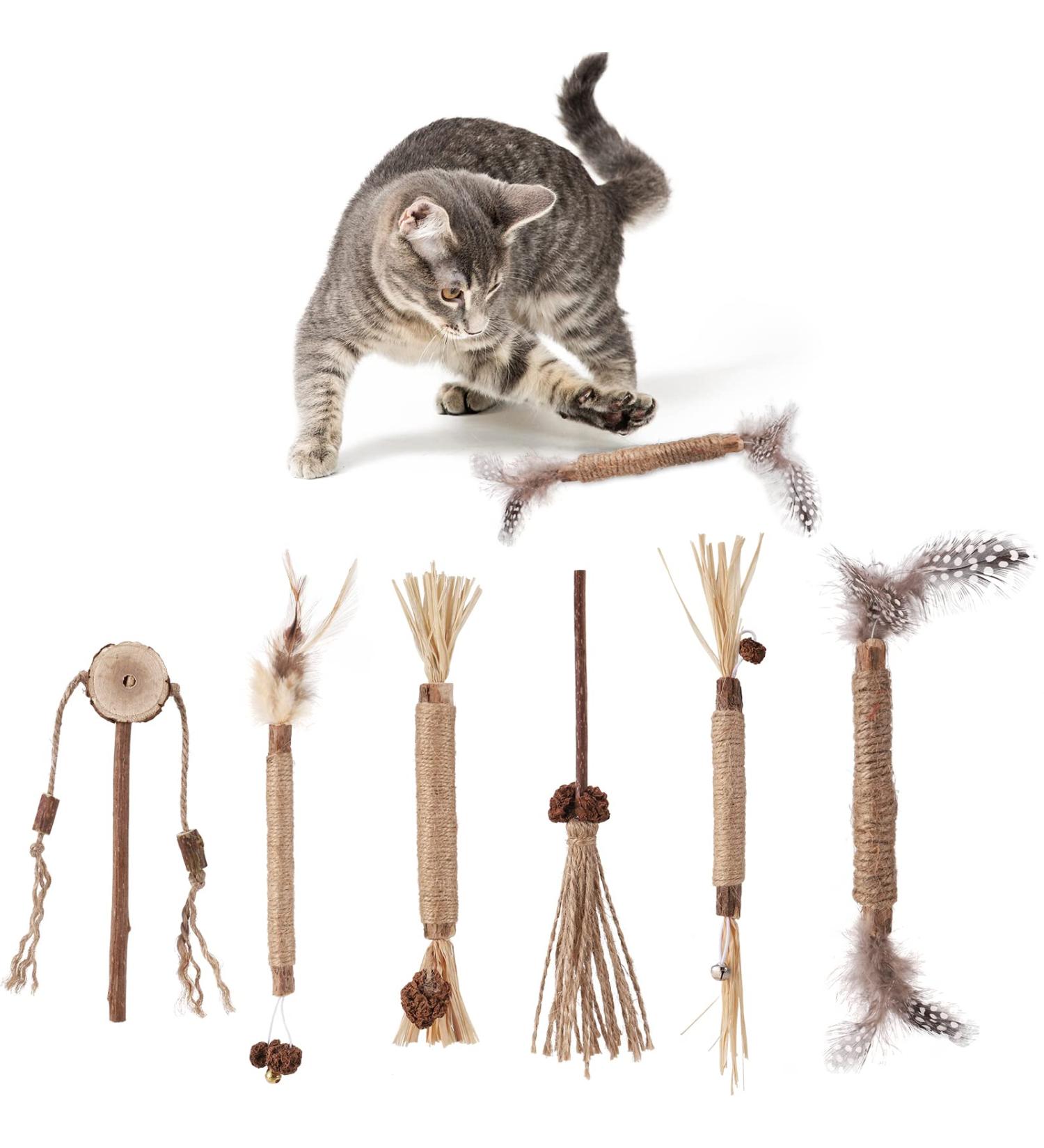 Fanshiontide 6 Packs Silvervine Chew Sticks Cat Chew Sticks Cat Teeth Nip Cat Sticks Cleaning Teeth Chew Catnip Toys Kitten Teething Toys for Cat Teething Cat Teeth Cleaning and Stress Release - Buy Online on GoSupps.com
