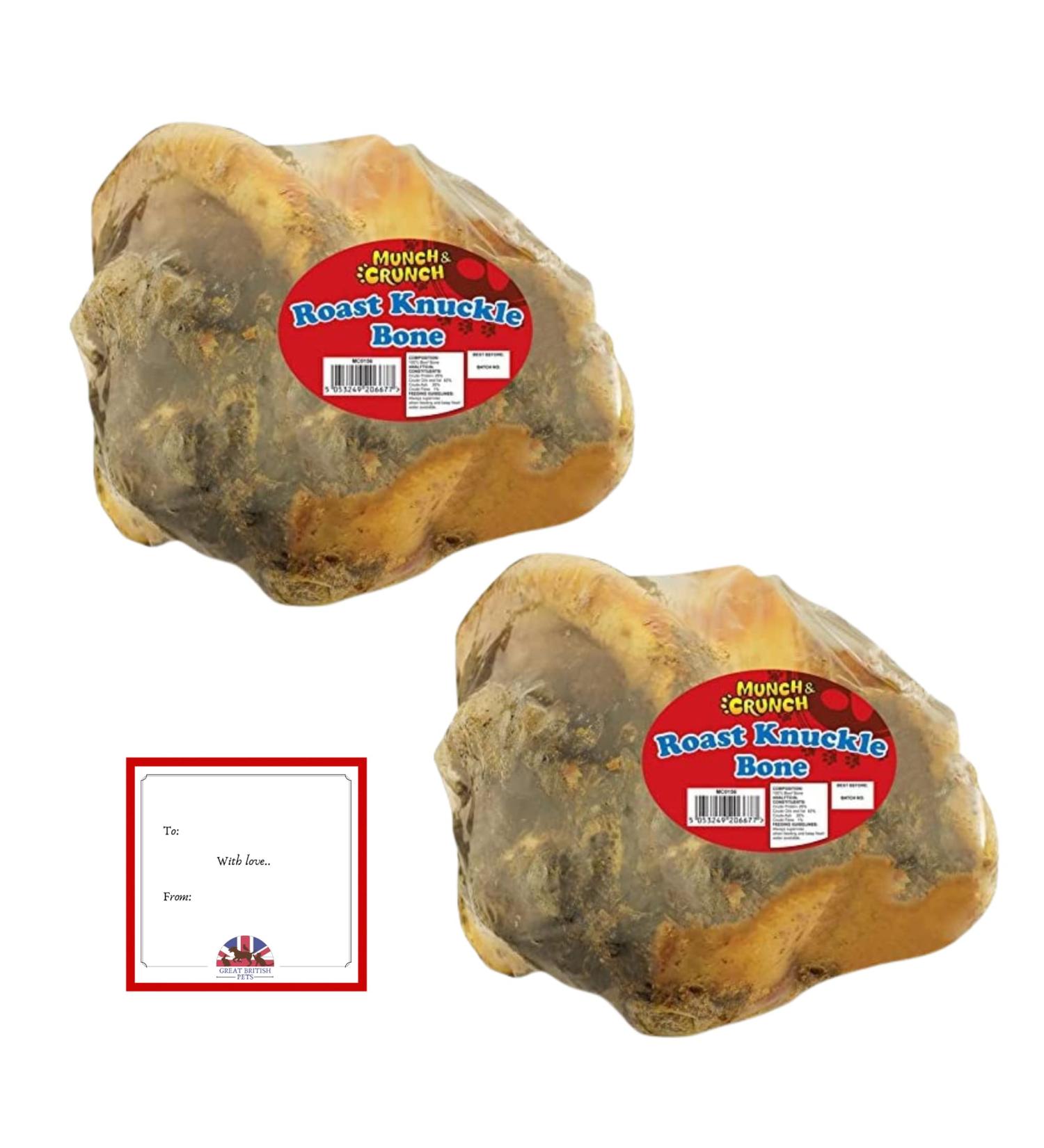 Munch & Crunch Roast Knuckle Bones for Dogs x 2 | 100% Natural Treats | Dog Chew Bones 2 Count (Pack of 1) 1.0 - Buy Online on GoSupps.com