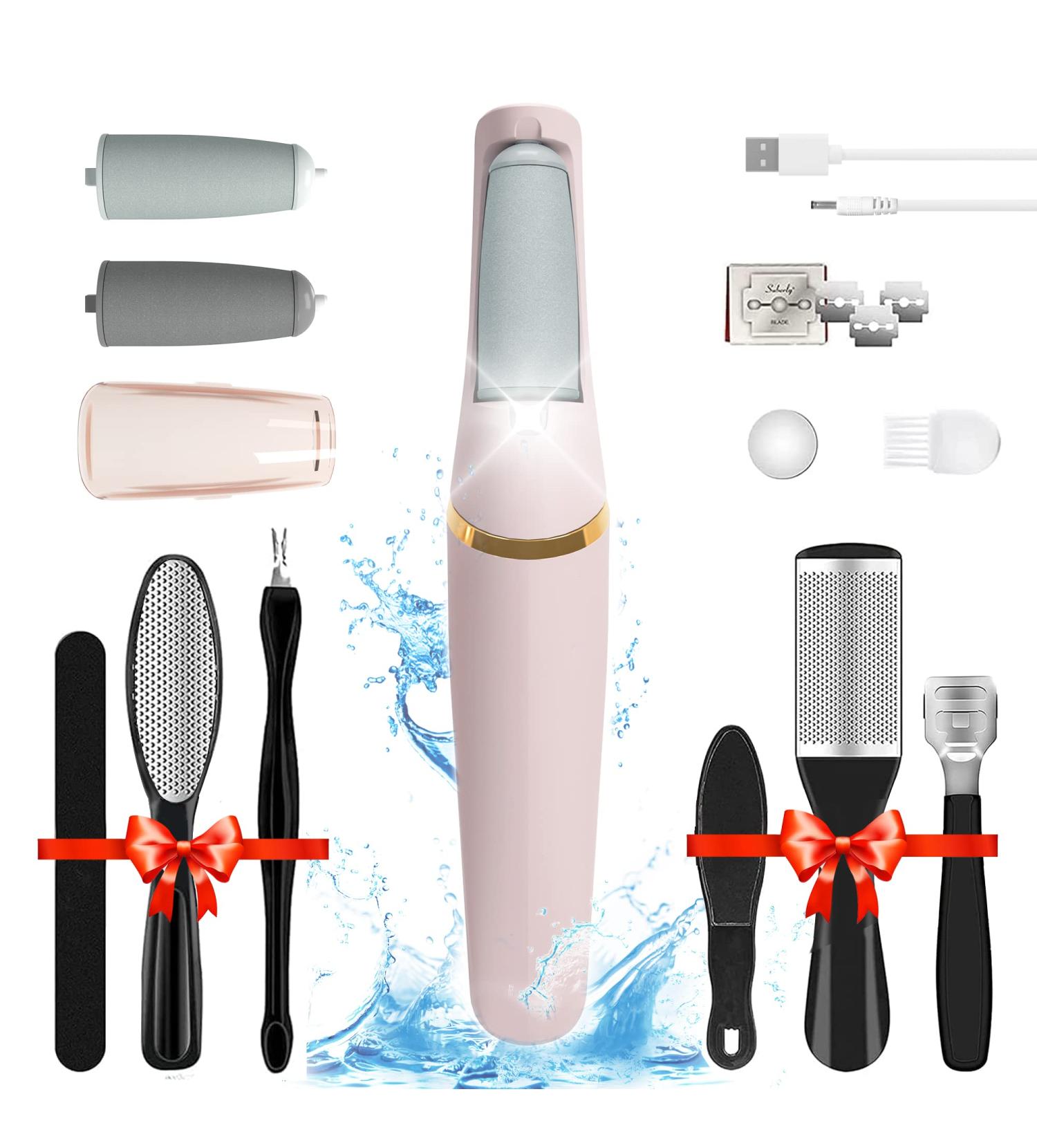 Jooayou Electric Foot Callus Remover | Rechargeable & Waterproof | 2 Roller Heads | 2 Speed | Professional Pedicure Set for Cracked Heels - Buy Online on GoSupps.com