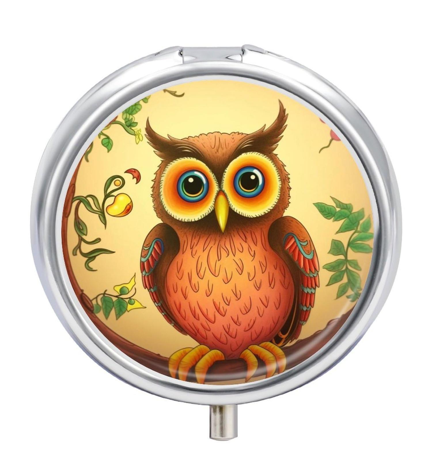 Travel Pill Box with 3 Compartments - Owl Design Portable Medicine Organizer for Purse & Pocket - Buy Online on GoSupps.com