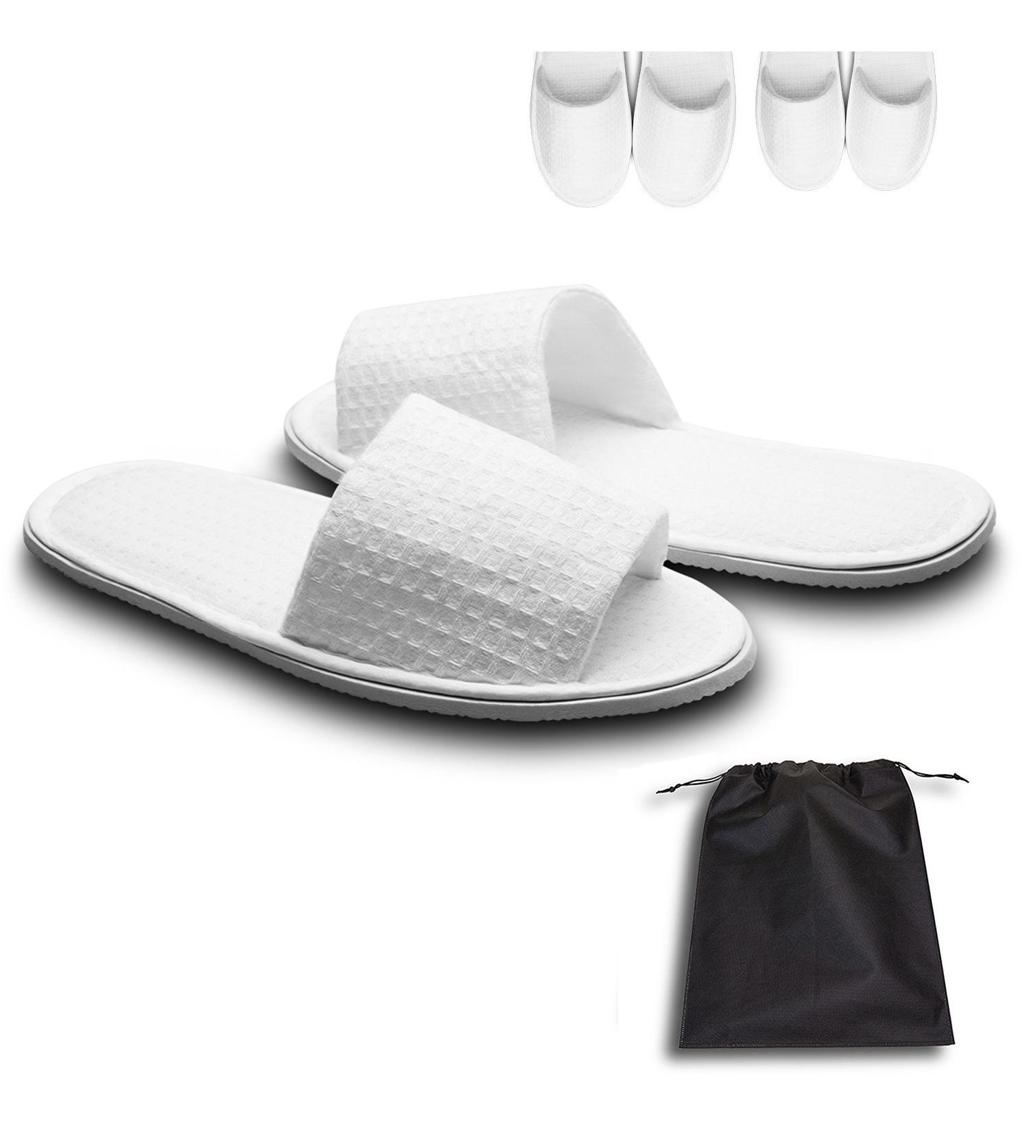 EchoApple 10 Pairs of White Waffle Open Toe Slippers - One Size Fits Most Men and Women for Spa, Party, Hotel, and Travel - Medium White - 5-7 Women/4-7 Men - Buy Online on GoSupps.com