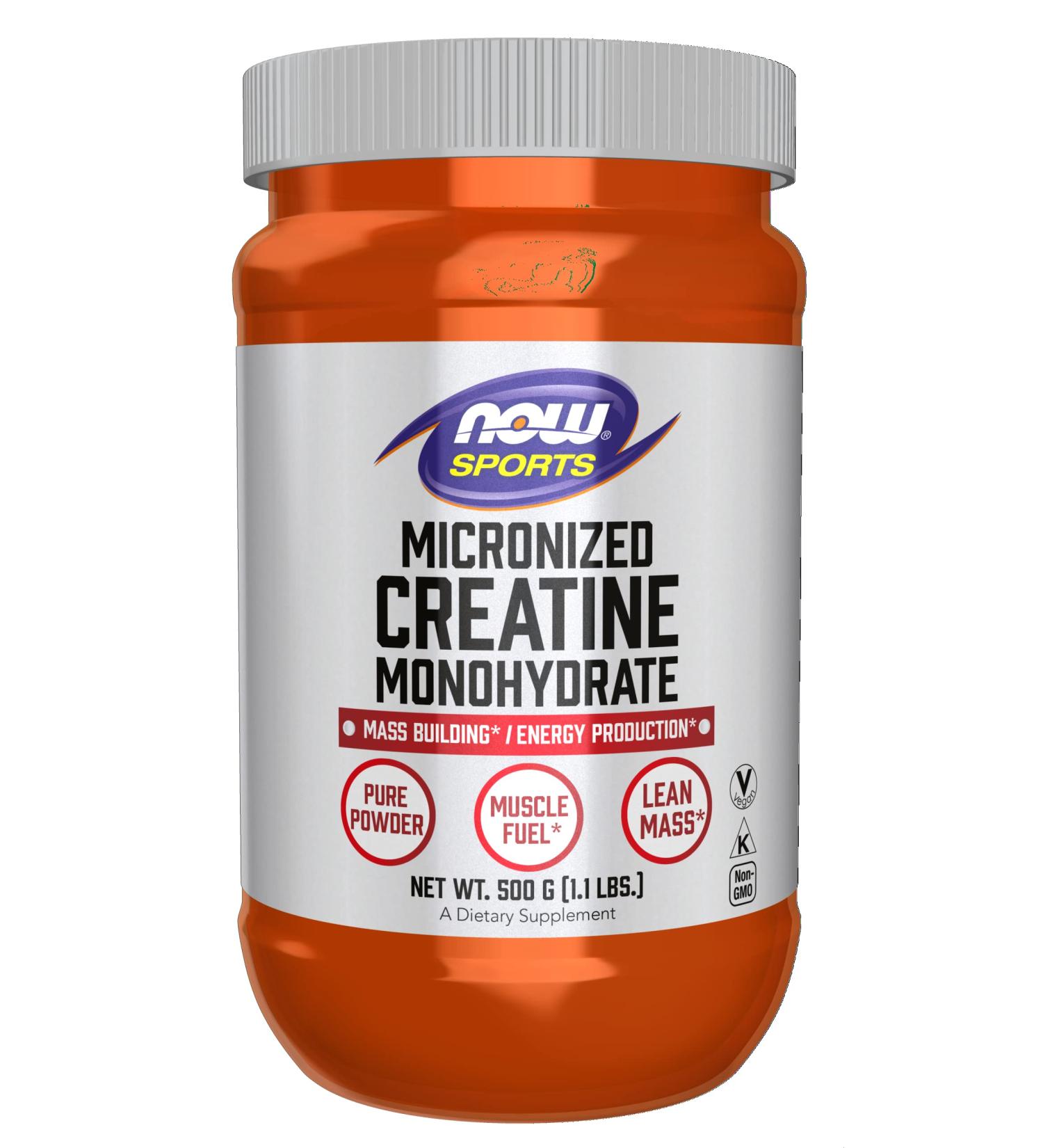NOW Sports Micronized Creatine Powder 500g - Mass Building & Energy Production - 1.1lb - Buy Online on GoSupps.com