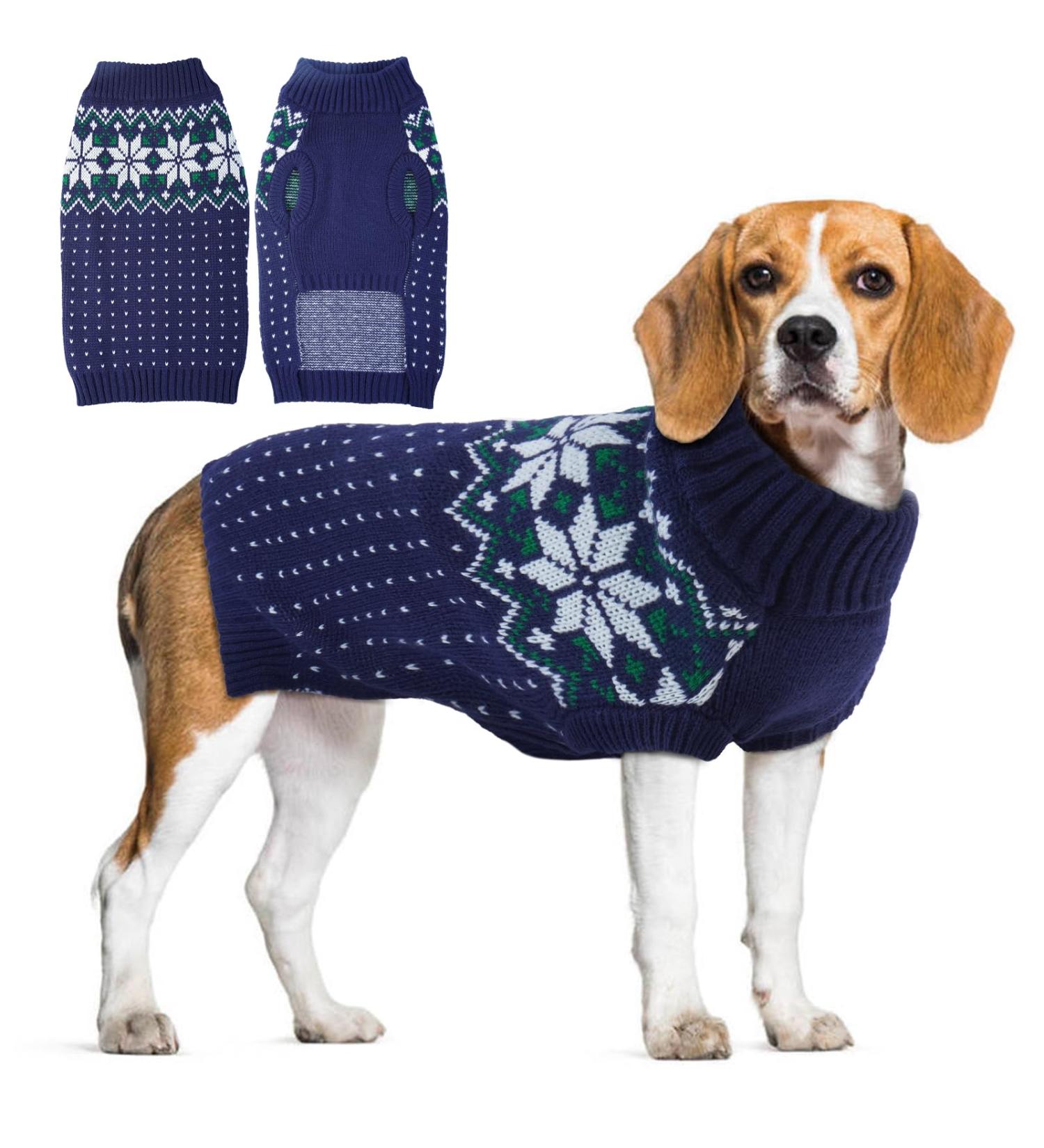 Katzinst Christmas Dog Sweater - Fleece Dog Sweater with Snowflake Pattern for Large Dogs (Labrador Jack Russell Weimaraner) - Blue XL - Buy Online on GoSupps.com