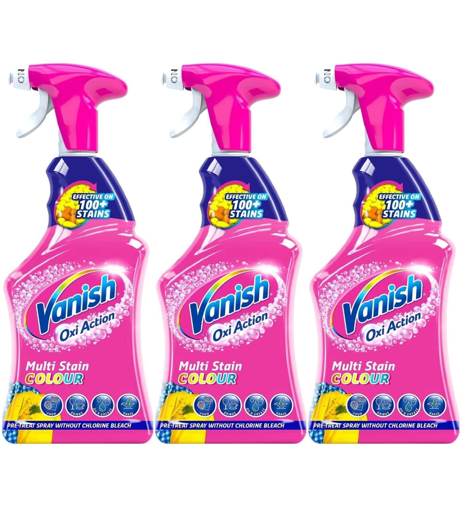 Vanish - Oxi Action - Multi Stain Spray for Couloured Garments and Fabrics - 500ml Pre-Treat Spray Without Chlorine Bleach (3 x 500ml) - Buy Online on GoSupps.com