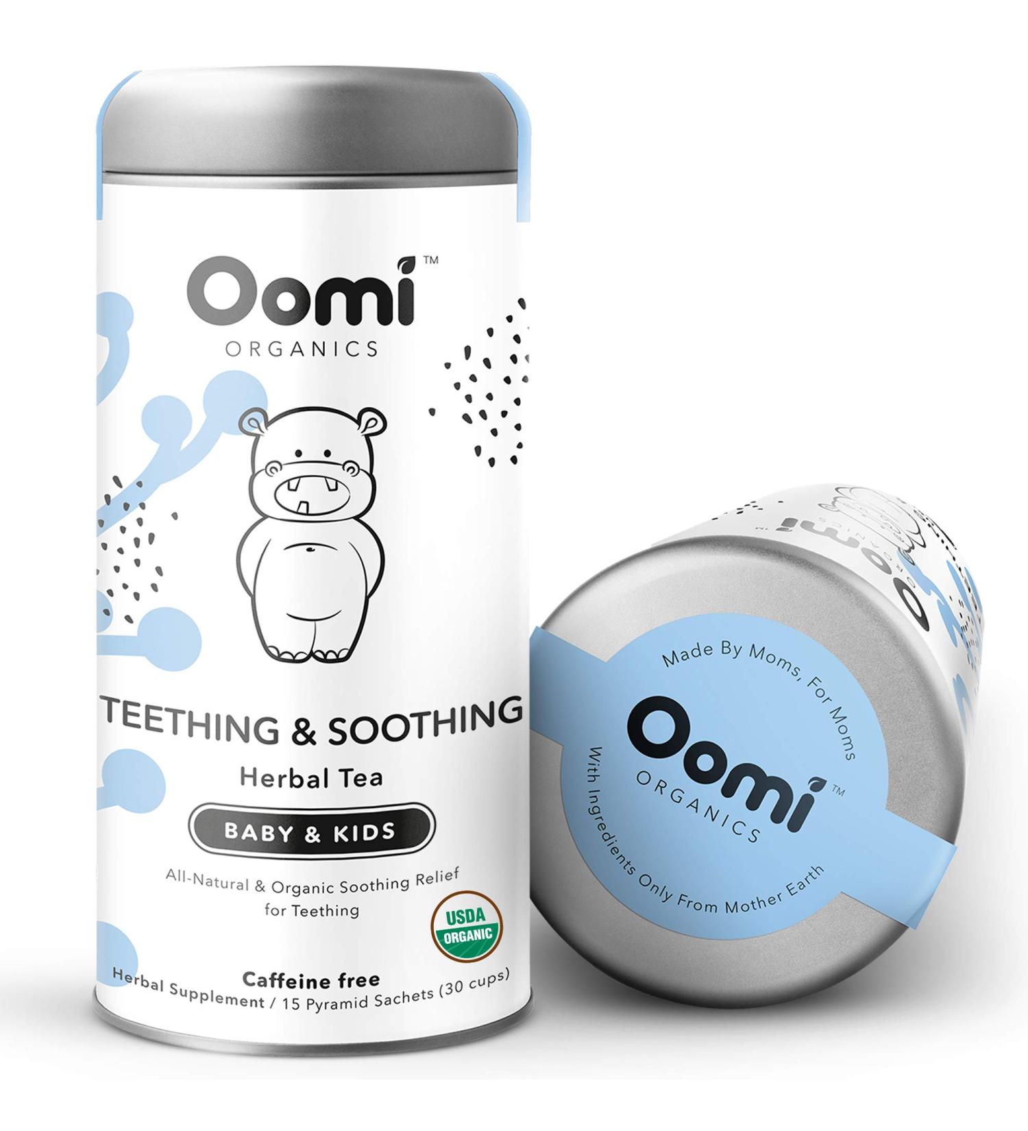 Oomi Baby Teething Relief Herbal Tea - Natural & USDA Organic - 30 Servings - Safe for Infants - Chamomile for Oral Pain Relief - Buy Online on GoSupps.com