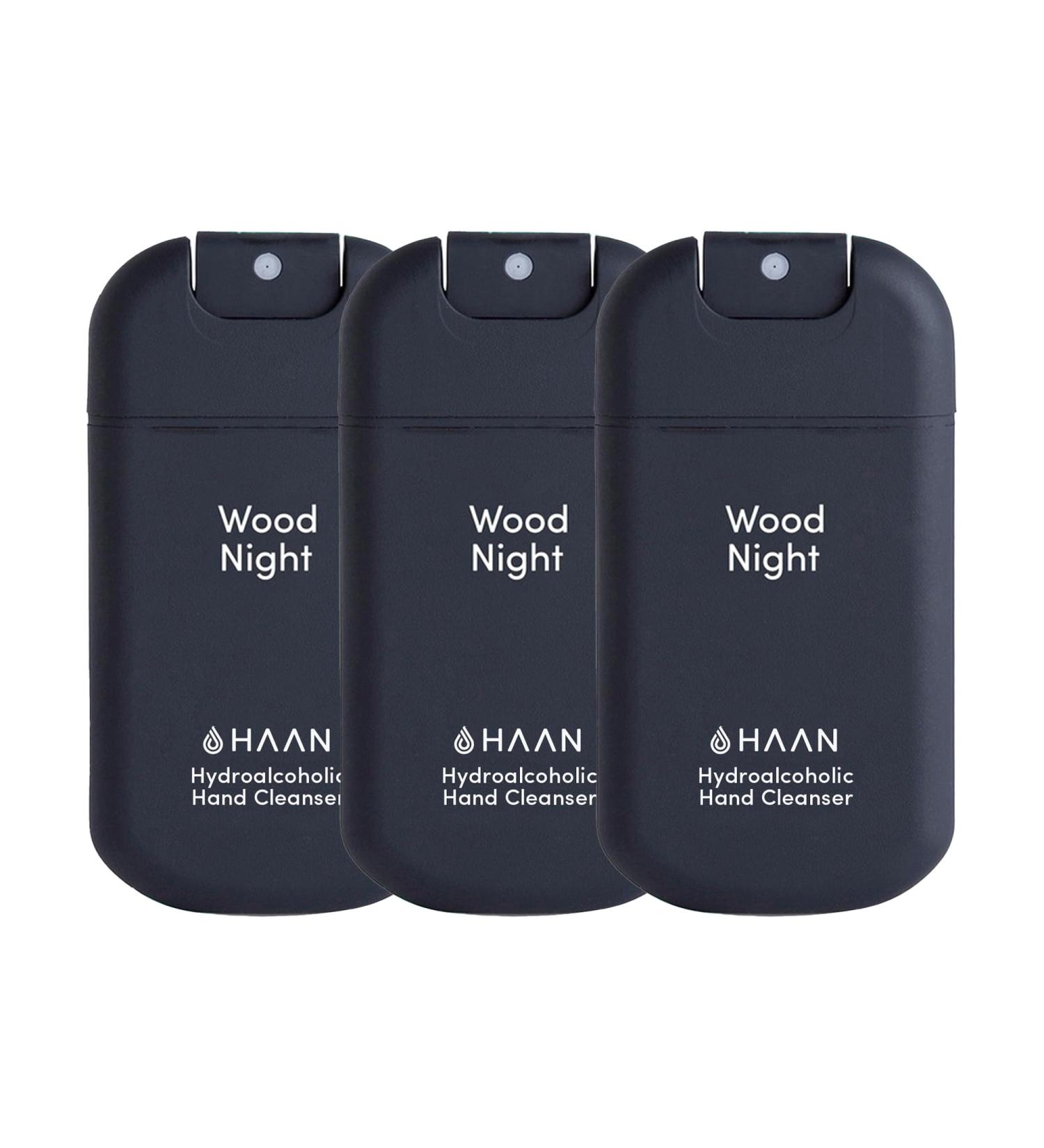 HAAN Hydrating Hand Cleansing Spray - Hydrating Cleansers for Fresh Hands - Moisturizes and Refreshes - Travel Size - Wood Night - 3 pc - Buy Online on GoSupps.com