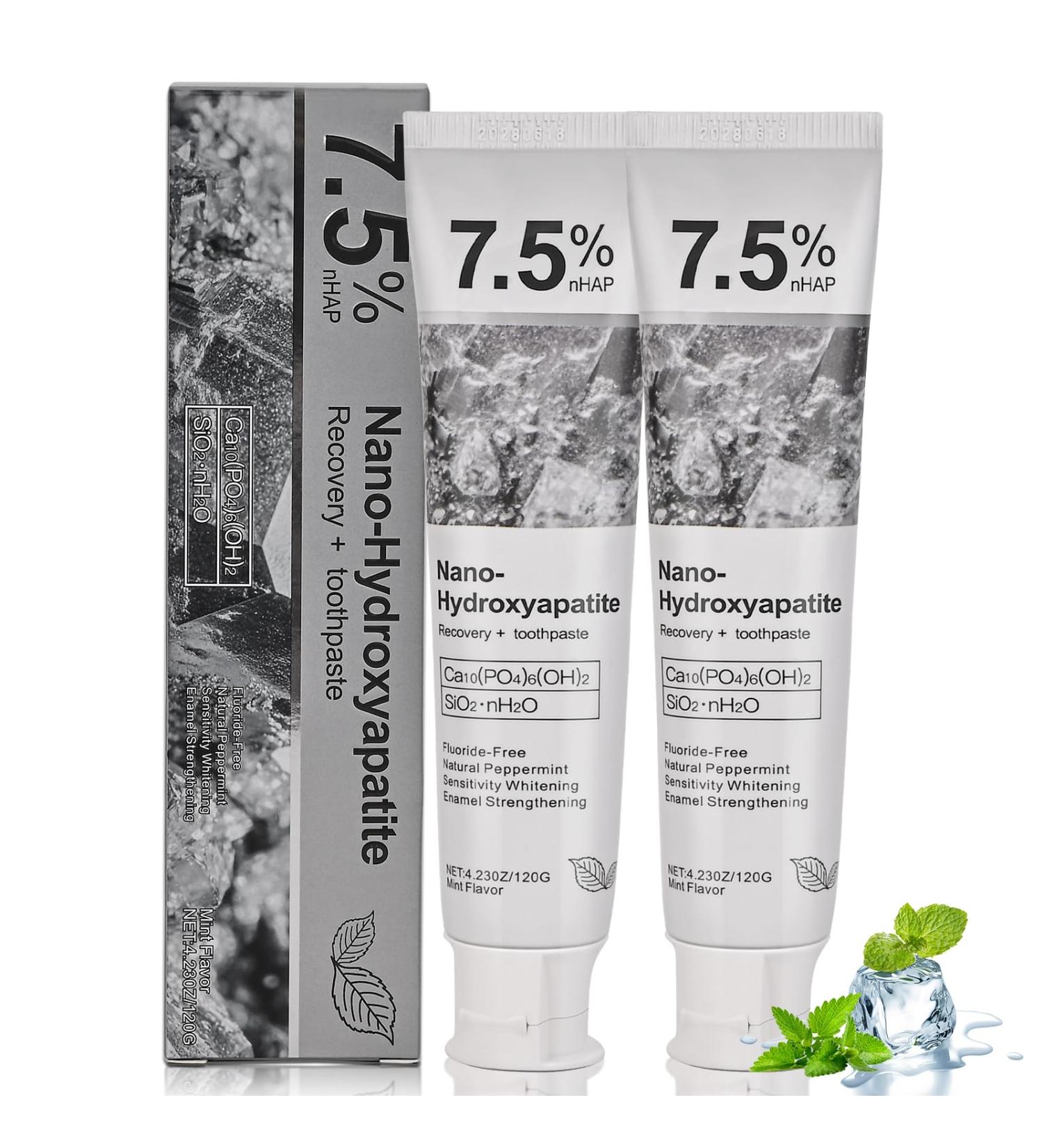 2 Pack 7.5% Hydroxyapatite Toothpaste for Enamel Protection and Tooth Strengthening - Daily Use for Oral Health - Mint Toothpaste 0.28 Ounce (Pack of 2) - Buy Online on GoSupps.com