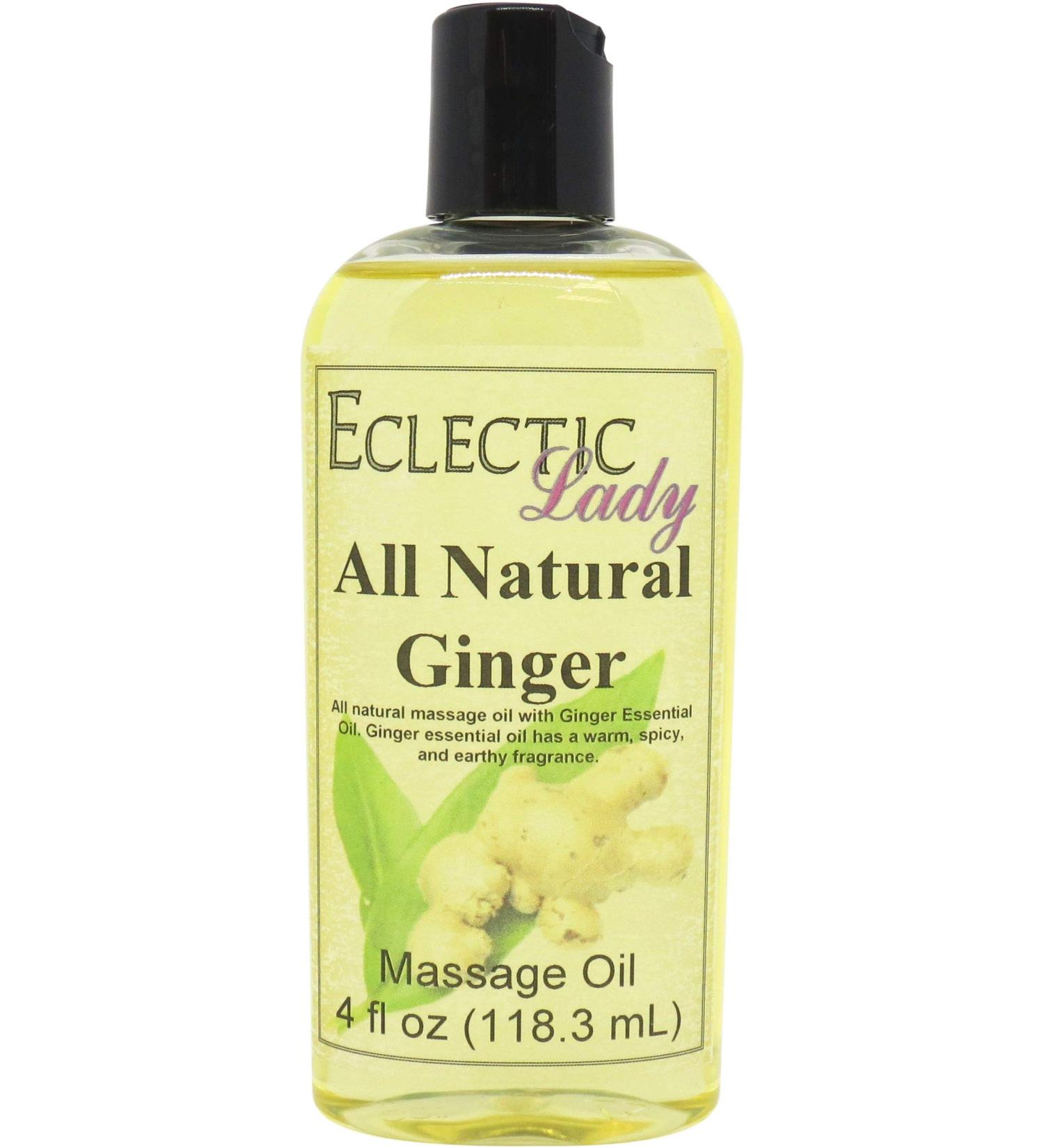 All Natural Ginger Massage Oil 4 oz | 100% Natural Ingredients with Sweet Almond & Jojoba Oil | Relaxing Scent for Men & Women - Buy Online on GoSupps.com