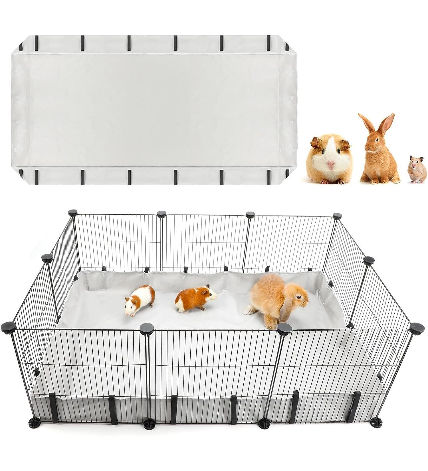 Waterproof Oxford Fabric Habitat for Guinea Pig | Washable Cage Liner & Pipi Pads | 106x71cm Gray | International Shipping - Buy Online on GoSupps.com