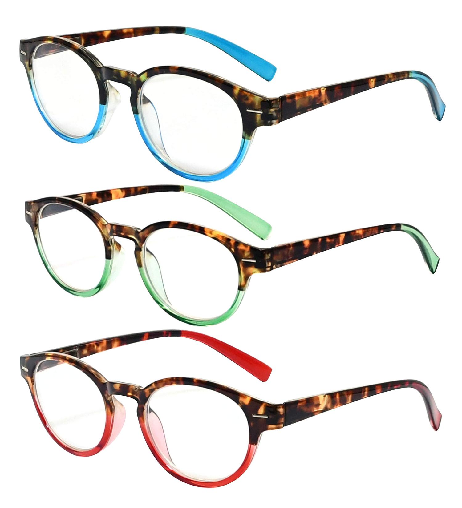 Shop Eyekepper 3 Pack Round Reading Glasses - Stylish Oval Readers for Women +1.75 Diopters - Comfortable & Fashionable Eyeglasses - Buy Online on GoSupps.com