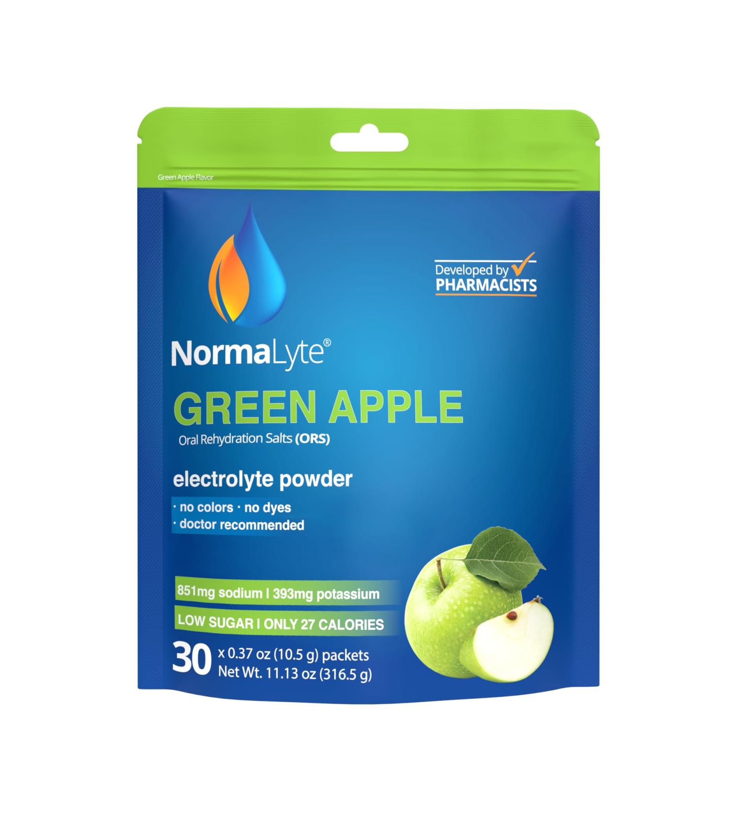 NormaLyte Apple - Electrolyte Powder Packets | Clinically Studied Electrolyte Drink Mix | 30 Count Effective Hydration Sticks 0.37 Ounce (Pack of 30) - Buy Online on GoSupps.com