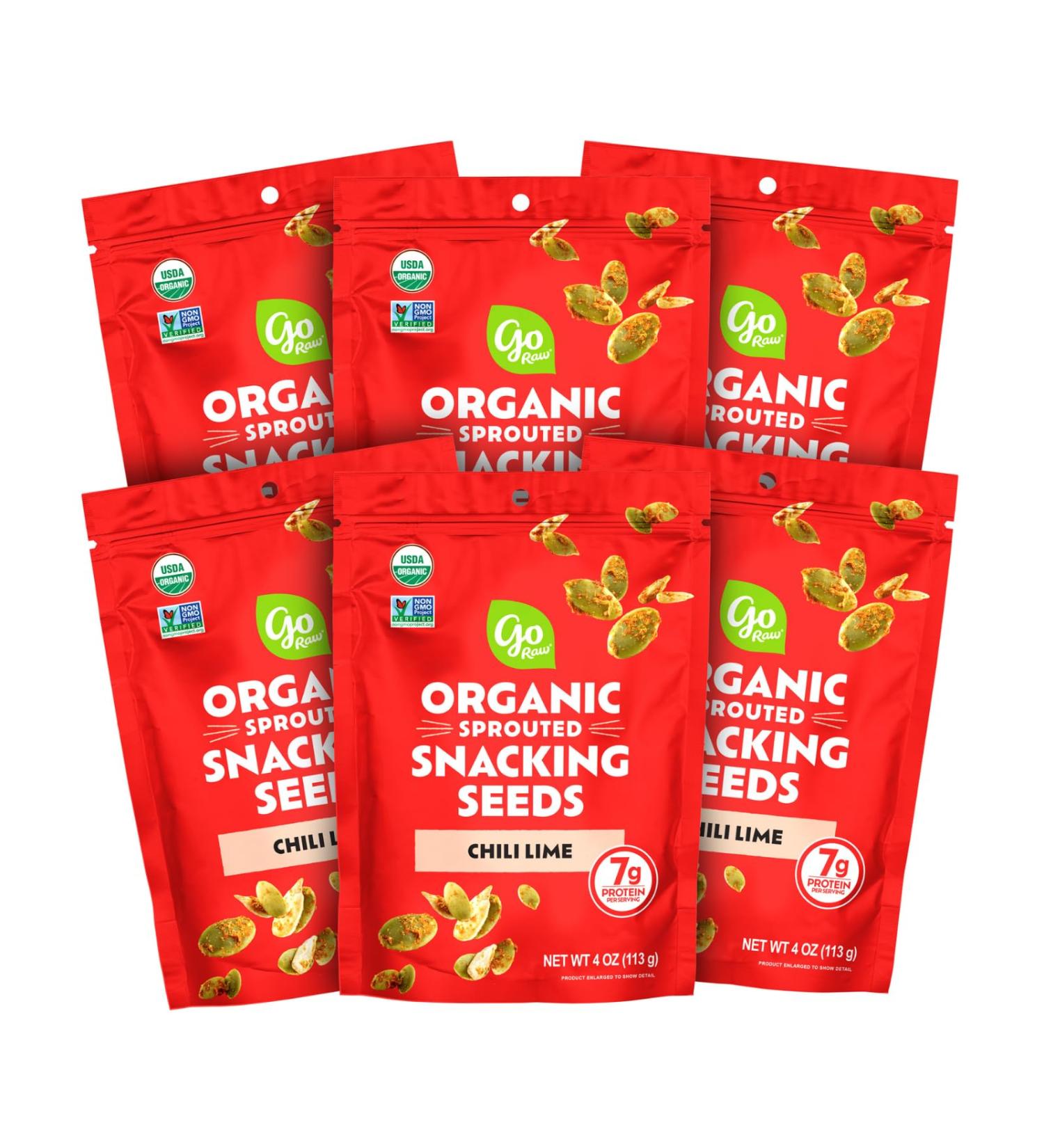 Go Raw Organic Sprouted Chili Lime Snacking Seeds - 4 oz 6 Pack | Keto Kosher Pumpkin & Sunflower Seeds - Buy Online on GoSupps.com
