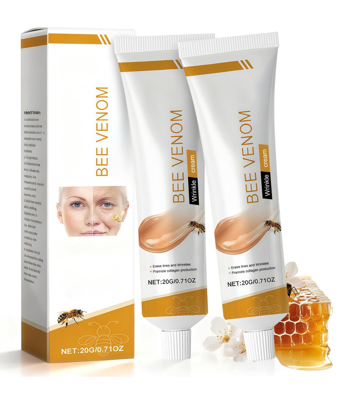  Probuk Bee Venom Anti Wrinkle Cream for Face and Neck - Firming Moisturizer with Natural Ingredients - Anti-Aging Cream for All Skin Types - 2 x 20g - Buy Online on GoSupps.com