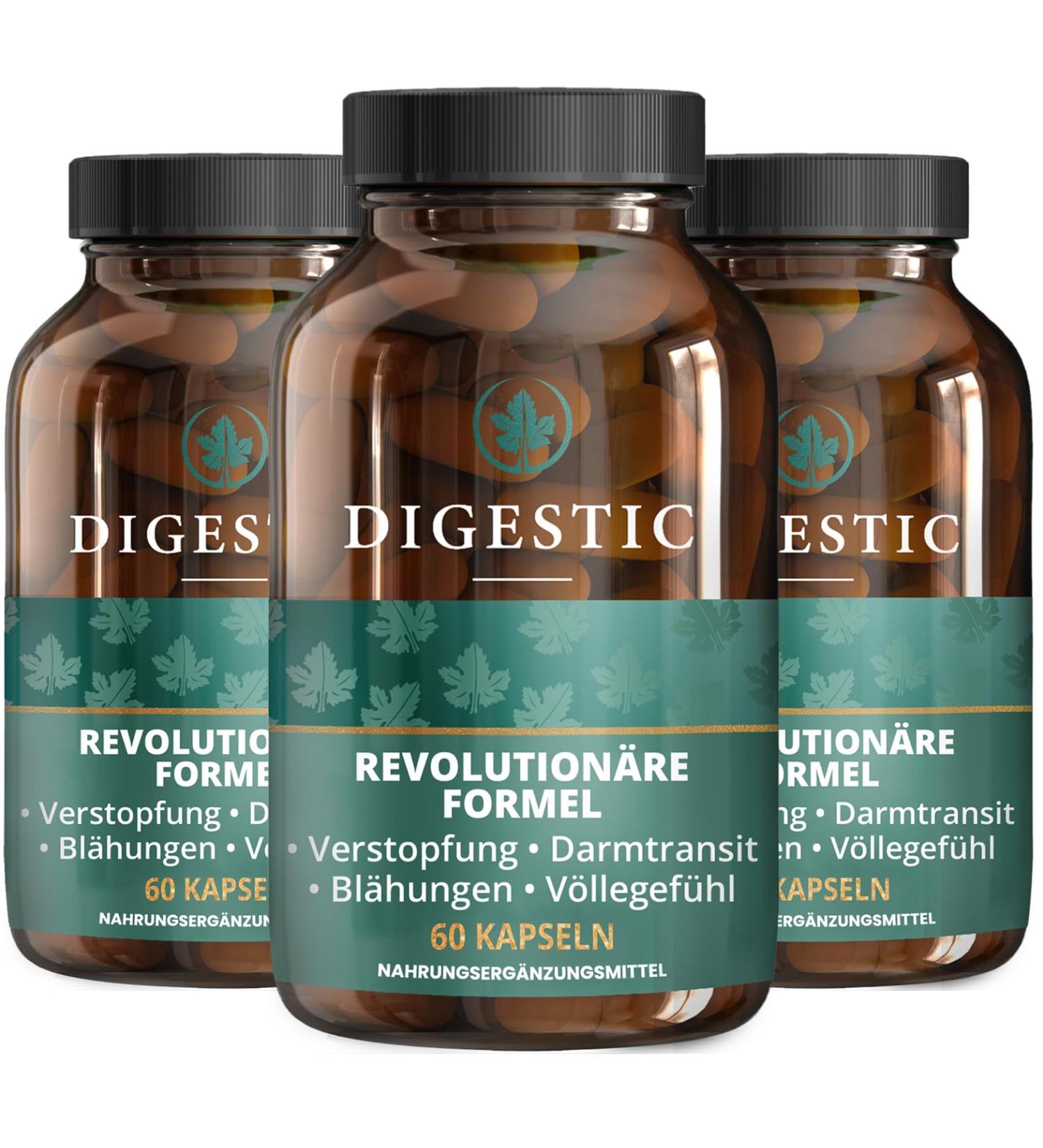 Digentic Laxative - 100% Natural Stool Softener - Colon Cleansing Detox - 180 Capsules (3-Pack) for Constipation Relief - Buy Online on GoSupps.com