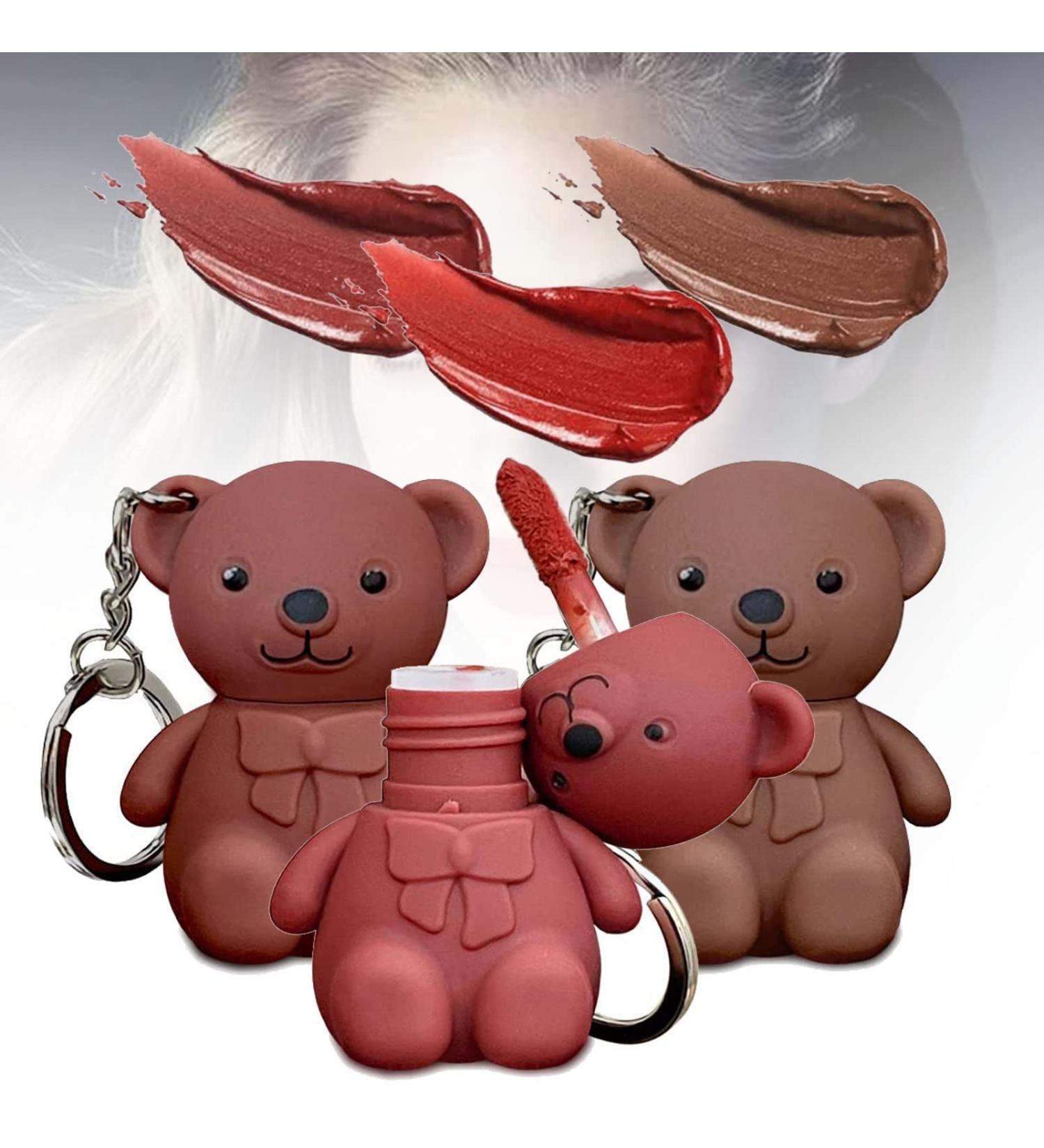  behound 2 en 1 Key Chain Bear Lipstic Keychain Bear Lipsticks Long Lasting Lip Gloss Keychain 2023 New Keychain Cute Bear Beauty Makeup (02+03+05) - Buy Online on GoSupps.com