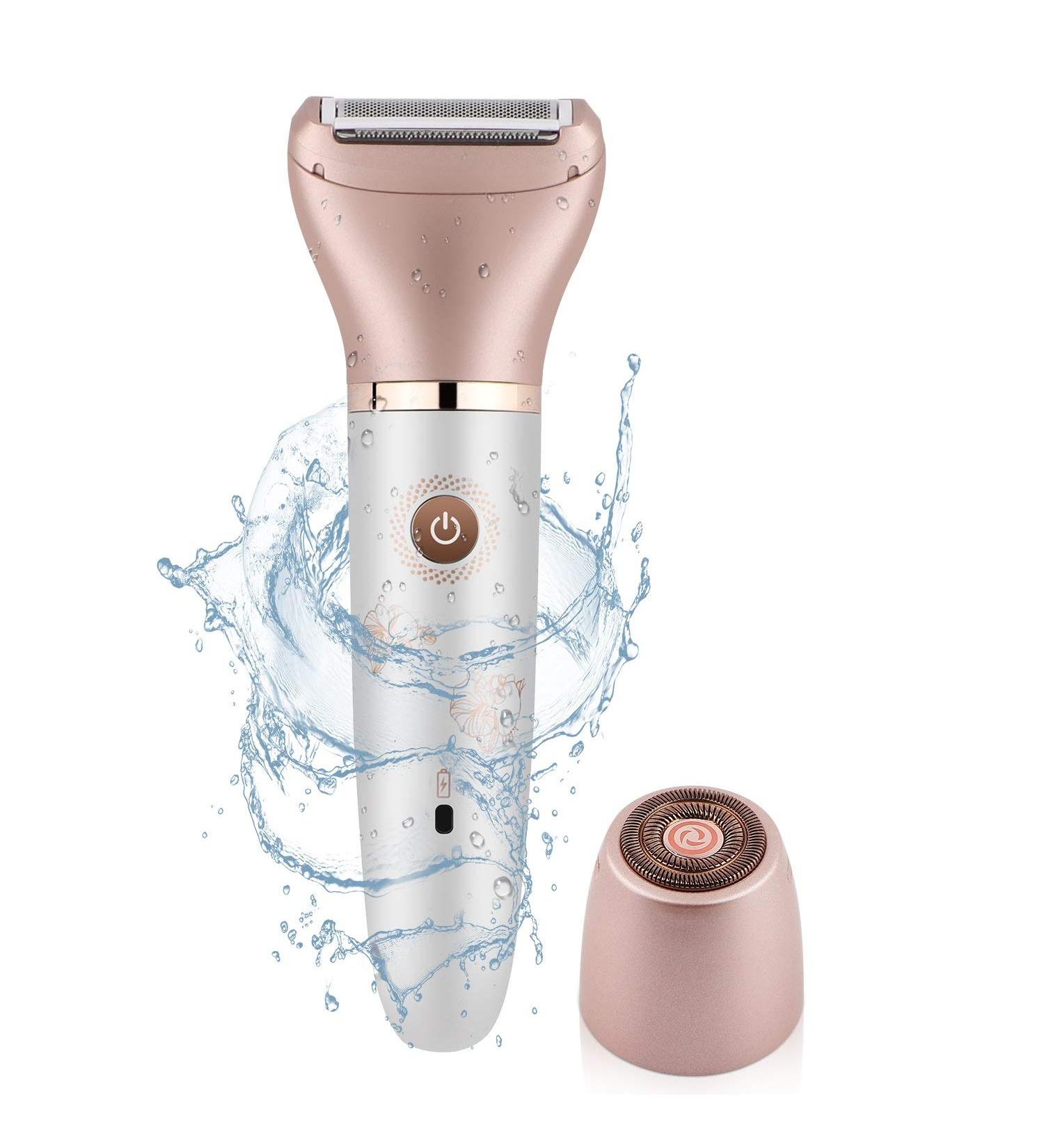 2-in-1 Electric Razor for Women | Wet & Dry Painless Hair Removal | Waterproof Body Shaver for Face, Legs, Underarms | Rechargeable Cordless Trimmer with 2 Heads - Buy Online on GoSupps.com