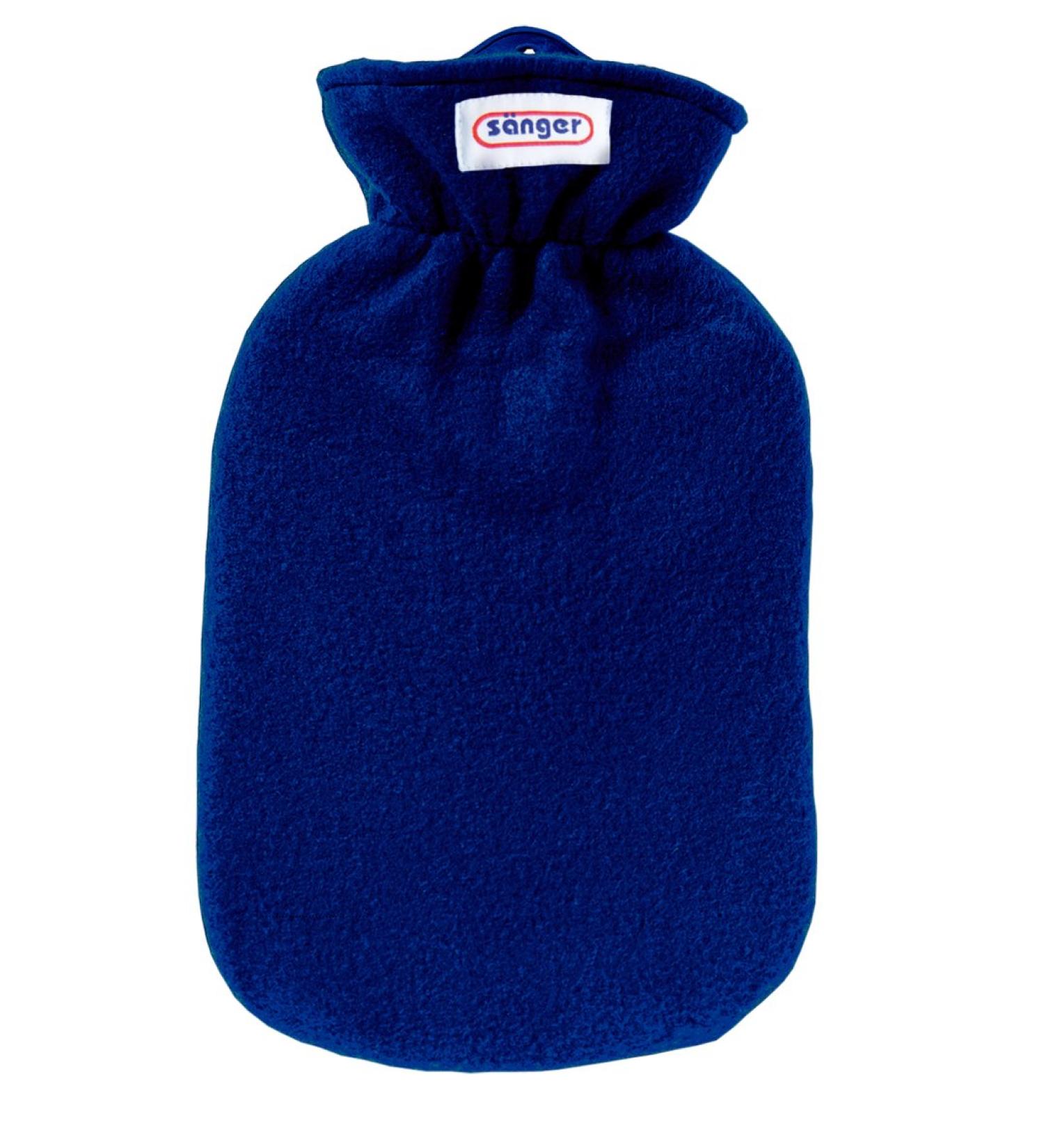 Hot Water Bottle with Fleece Cover - 2.0 Liters Blue | International Shipping Available - Buy Online on GoSupps.com