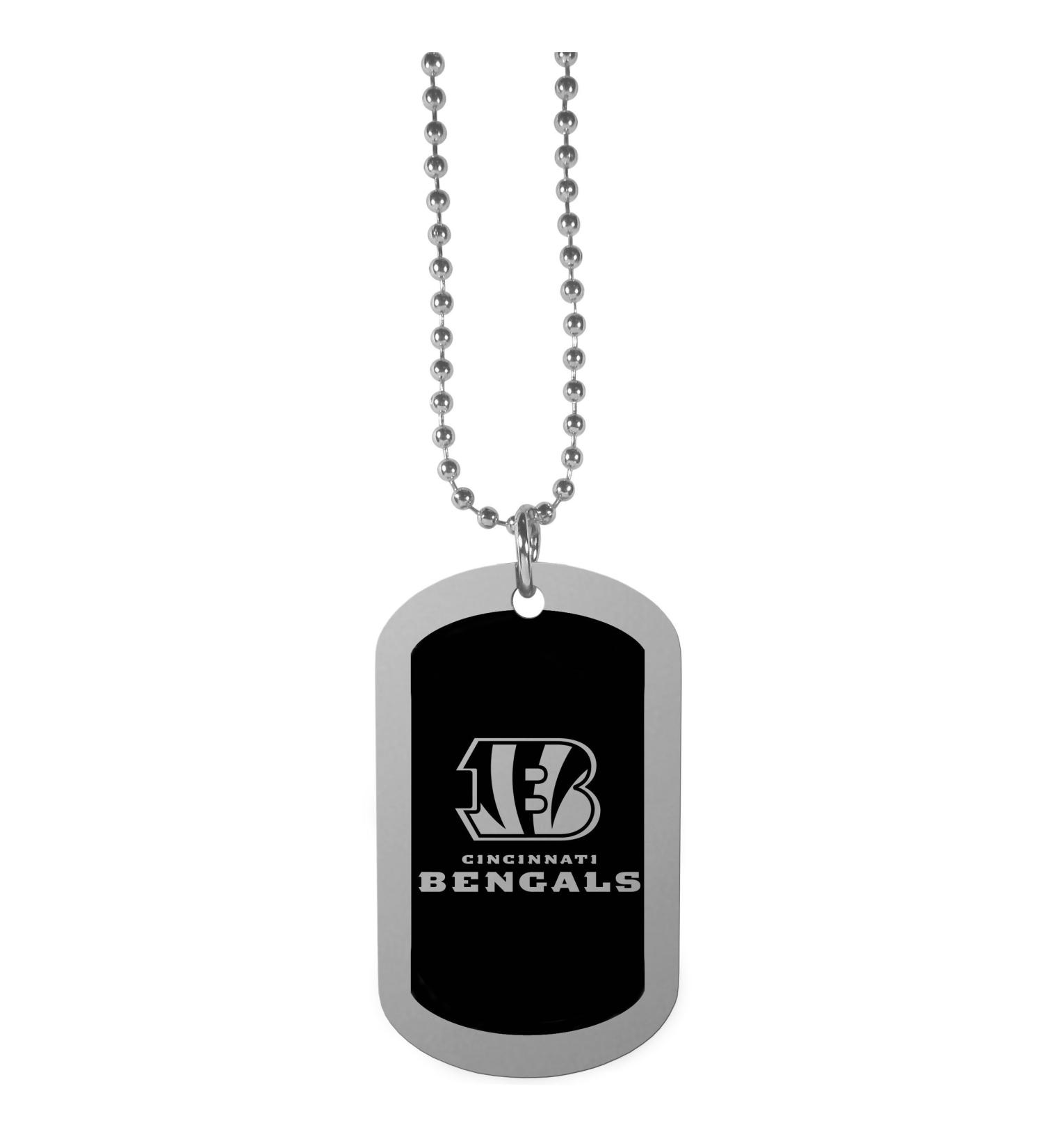 Siskiyou Sports NFL Fan Shop New Orleans Saints Chrome Tag Necklace 26 inch Black Cincinnati Bengals 26 inch Black