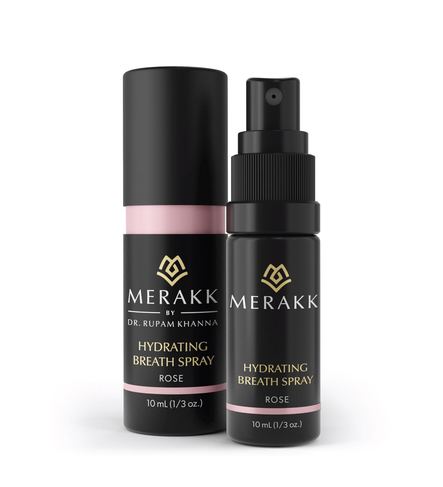 Merakk Hydrating Fresh Breath Spray in Rose - Sugar-Free Breath Freshener Spray & Dry Mouth Spray - Bad Breath Spray with Stevioside Menthol & Glycerin - Dentist-Designed Oral Spray - 0.3 fl oz - Buy Online on GoSupps.com