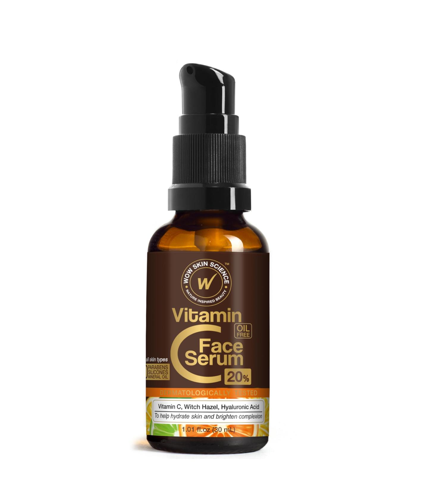 WOW Skin Science Vitamin C Serum with Hyaluronic Acid - Brightening Anti-Aging Facial Serum for Women & Men - Perfect for Dry Skin - 30ml - Buy Online on GoSupps.com