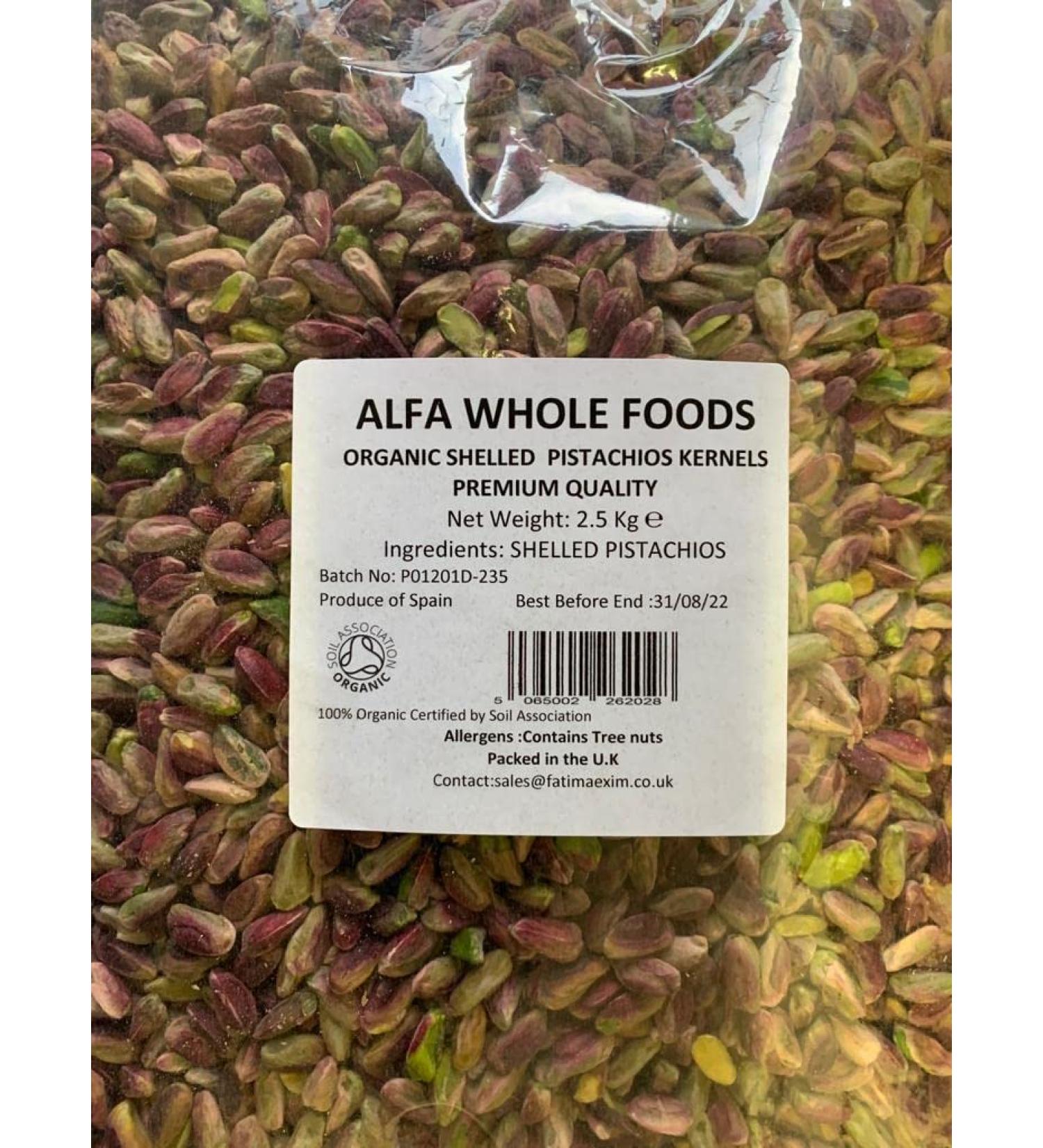 ALFA Whole Foods Organic 2.5 Kg Pistachios SHELLED KERNELS Premium from Spain - Buy Online on GoSupps.com