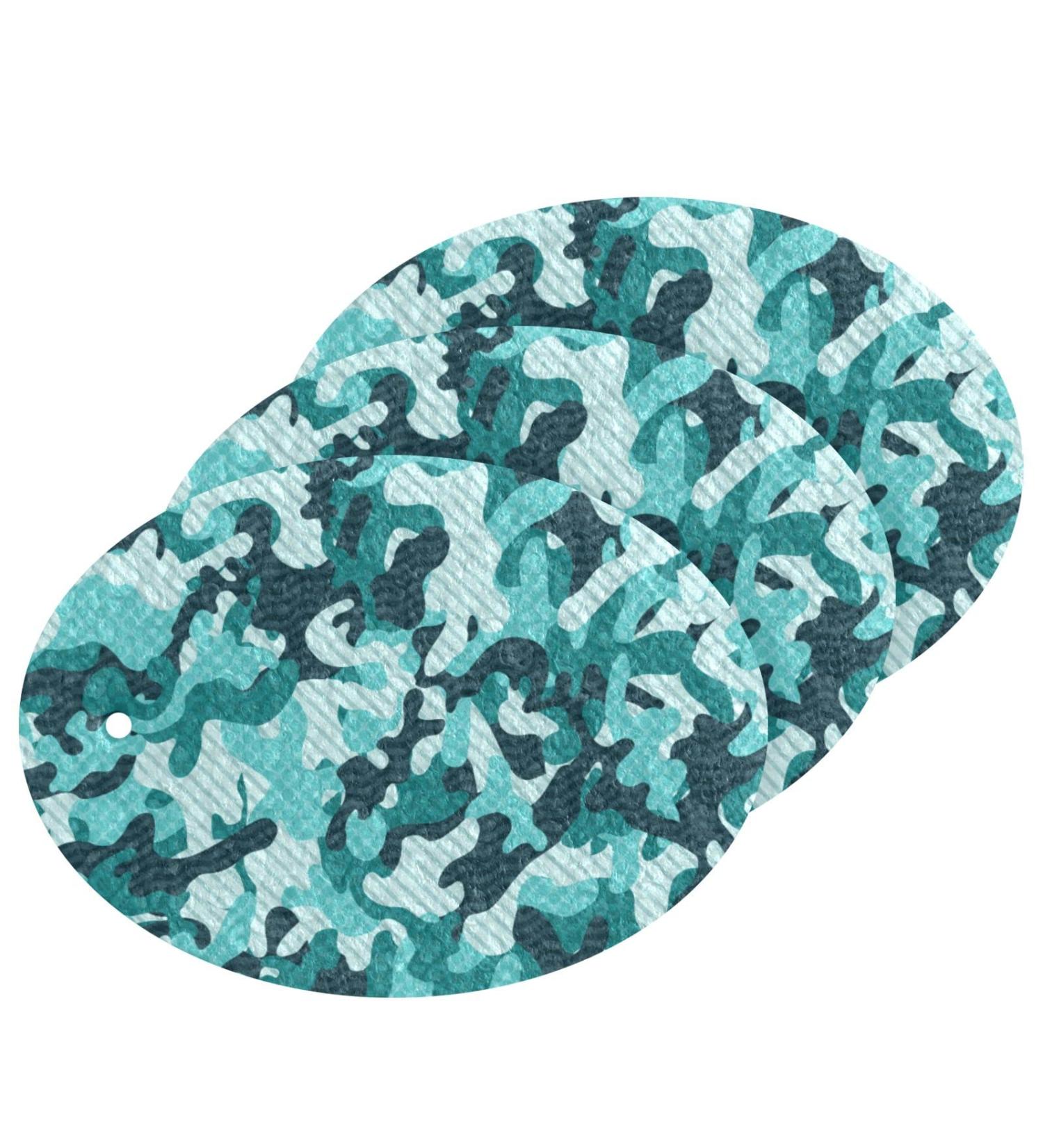 3-Pack Cleaning Kitchen Sponges Oval Dinosaur Camouflage Kitchen Cellulose Dishwashing Wood Pulp Cotton - Buy Online on GoSupps.com