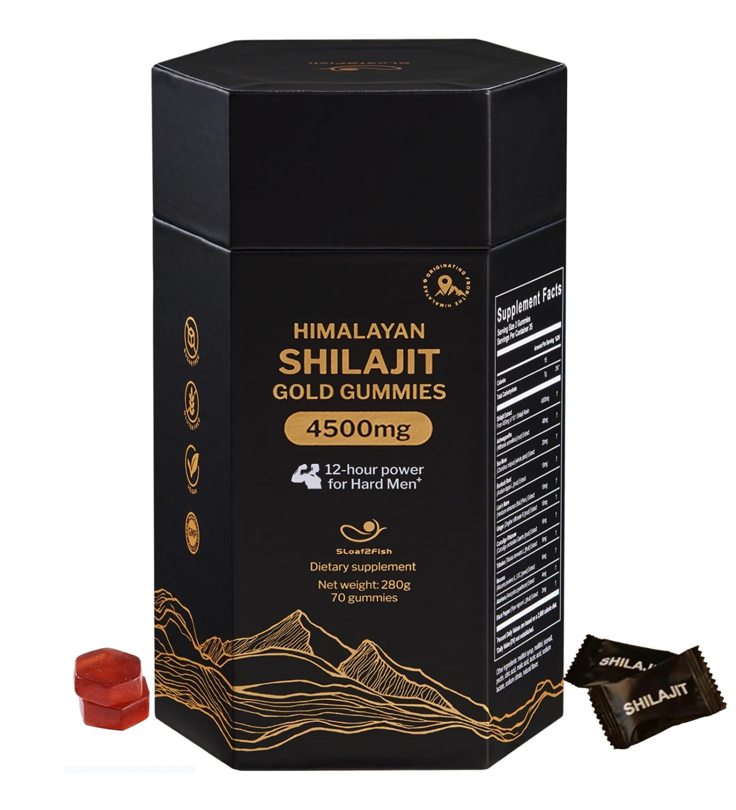 Organic Pure Himalayan Shilajit Gummies with Ashwagandha and Sea Moss Gold Shilajit for Men & Women Supplement 105+ Natural Trace Minerals 70-Gummy (11-Ingredient Recipe) 70 Count (Pack of 1) - Buy Online on GoSupps.com